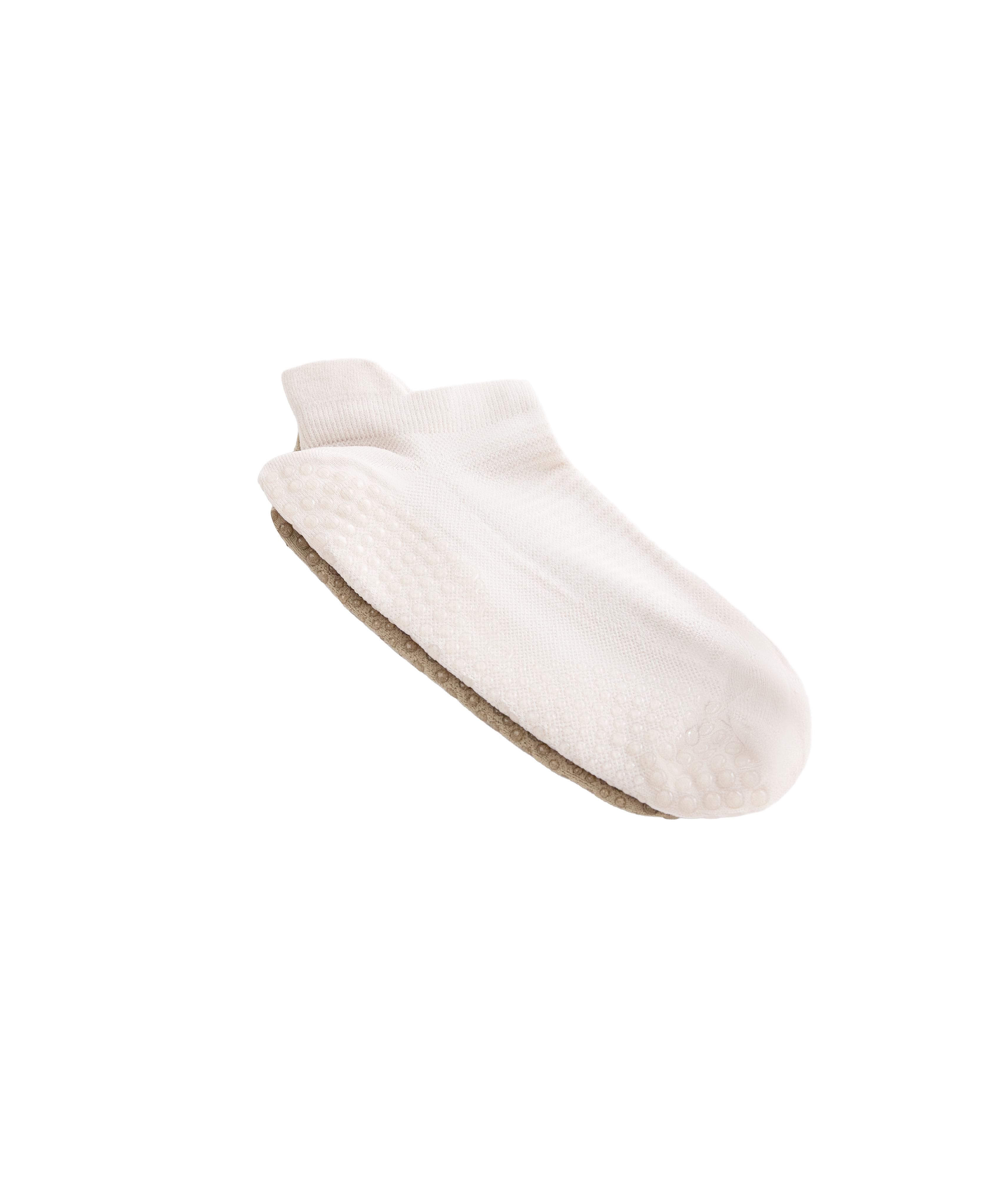 2 pairs of polyamide blend yoga and Pilates sneaker socks — GREEN BEIGE