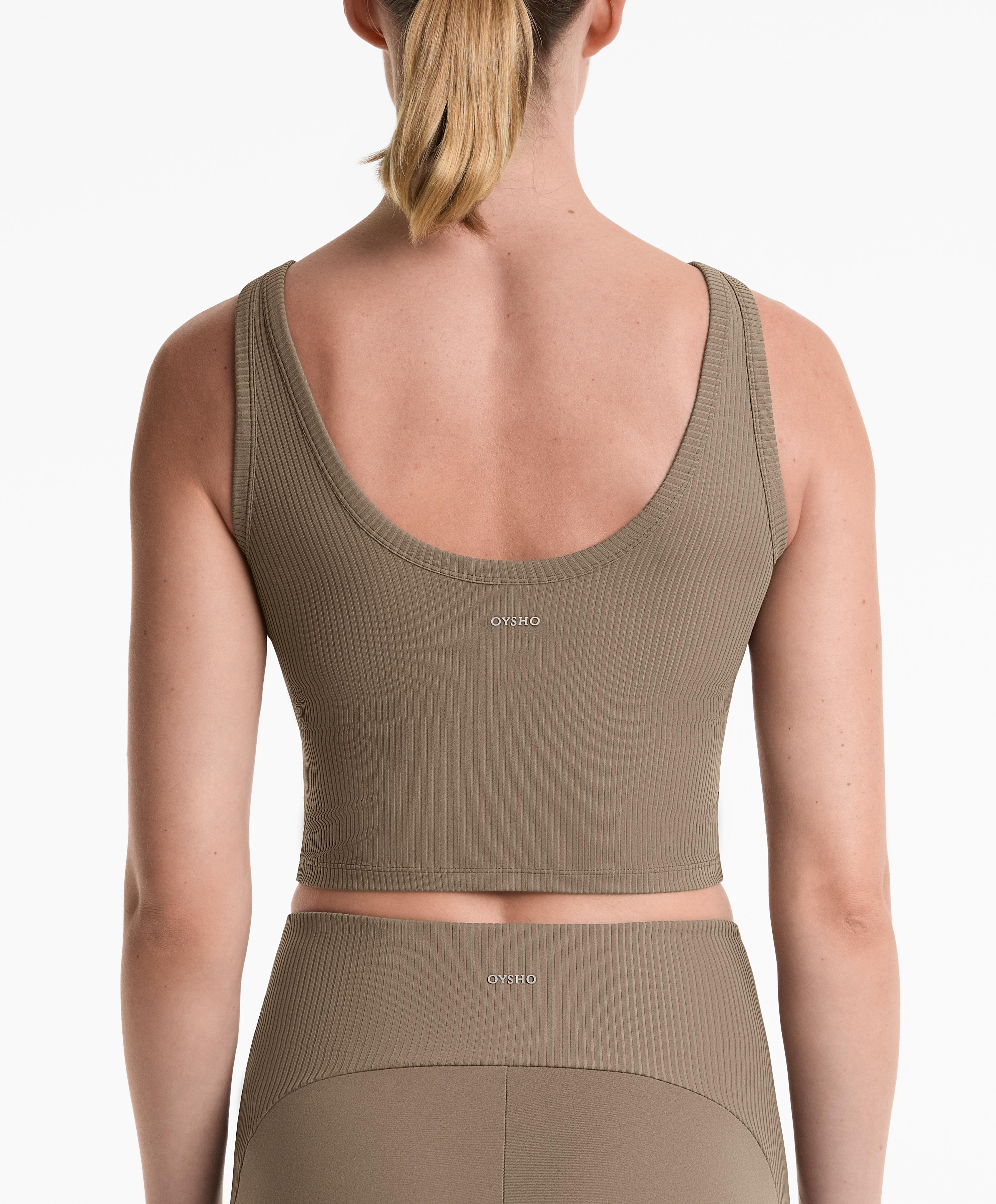 Rib Comfortlux open back Henley tank top