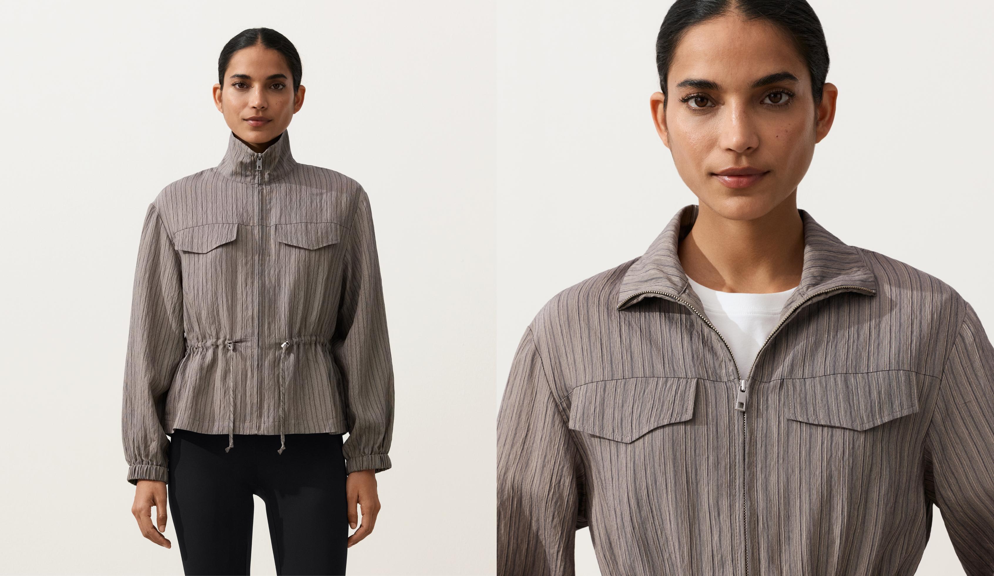 Striped Saharan jacket — CHARCOAL GREY