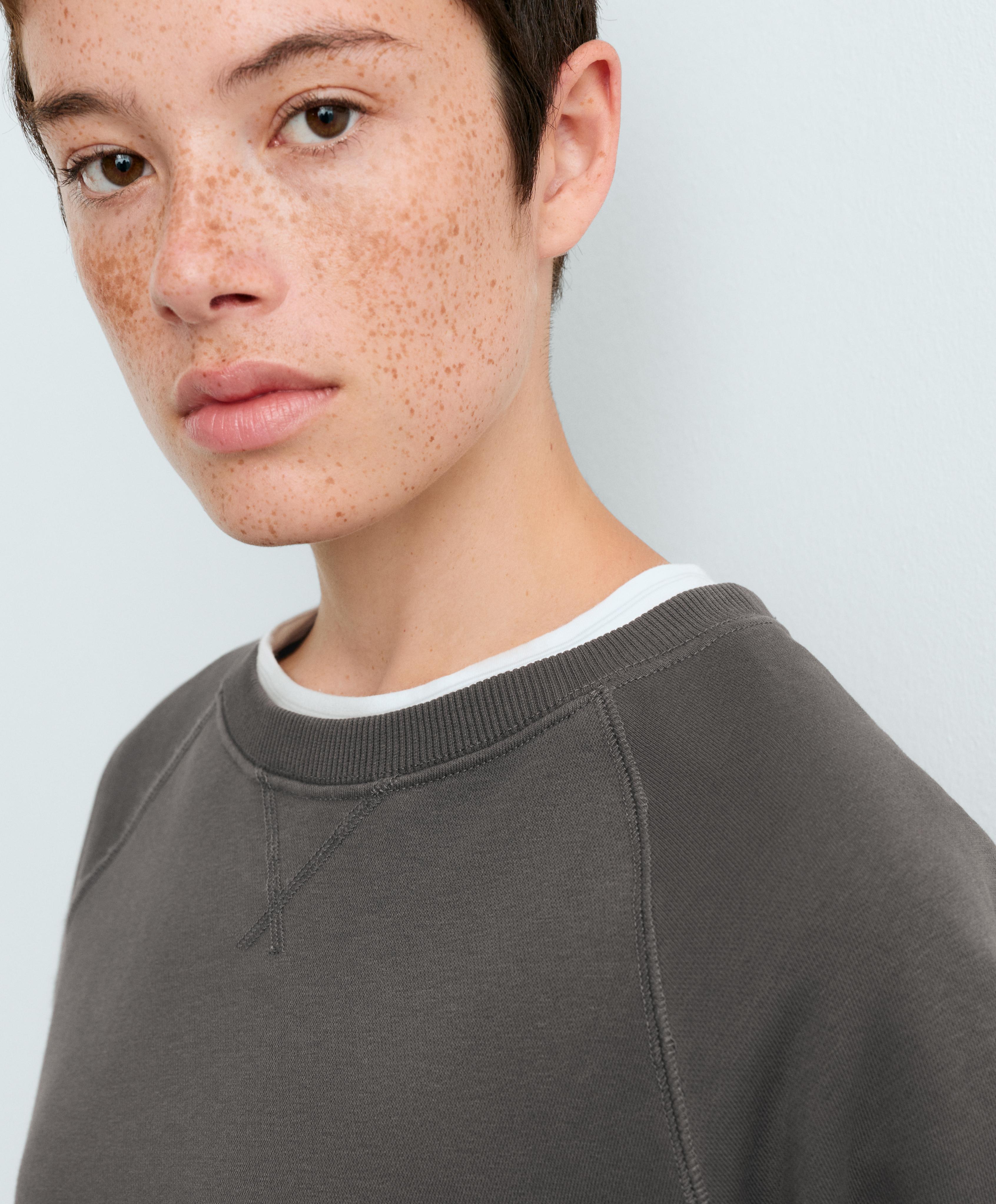 Cotton-blend crew neck sweatshirt — ANTHRACITE
