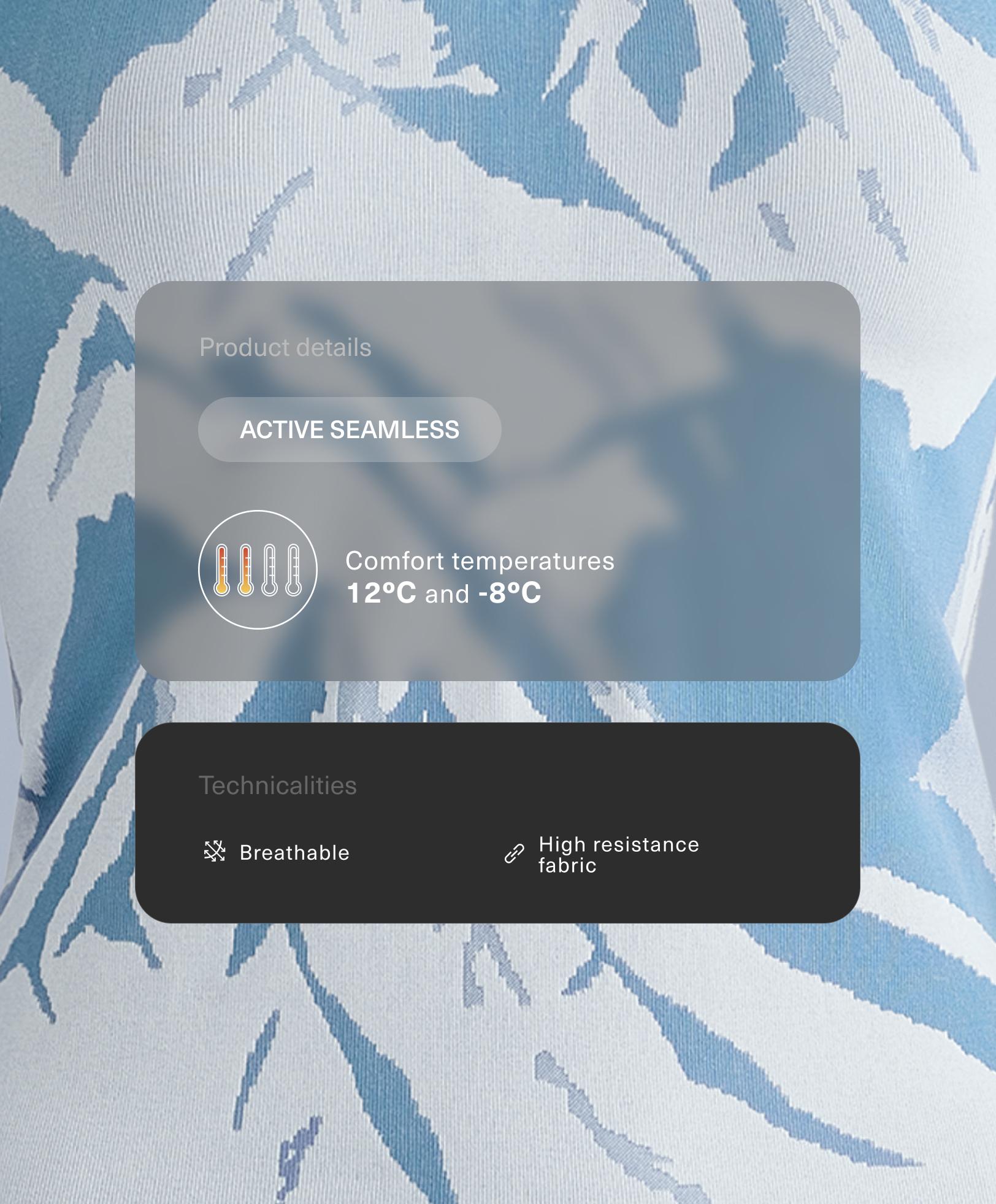 Seamless base layer thermal T-shirt with half zip and print Seamless base layer thermal T-shirt with half zip and print