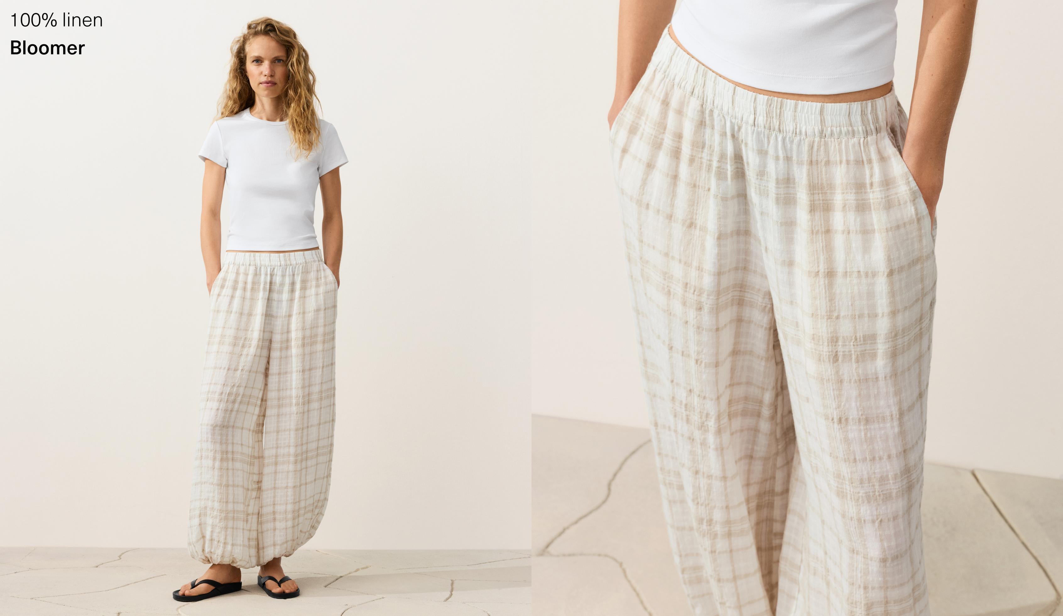 Keten ve liyosel karışımı bloomer pantolon