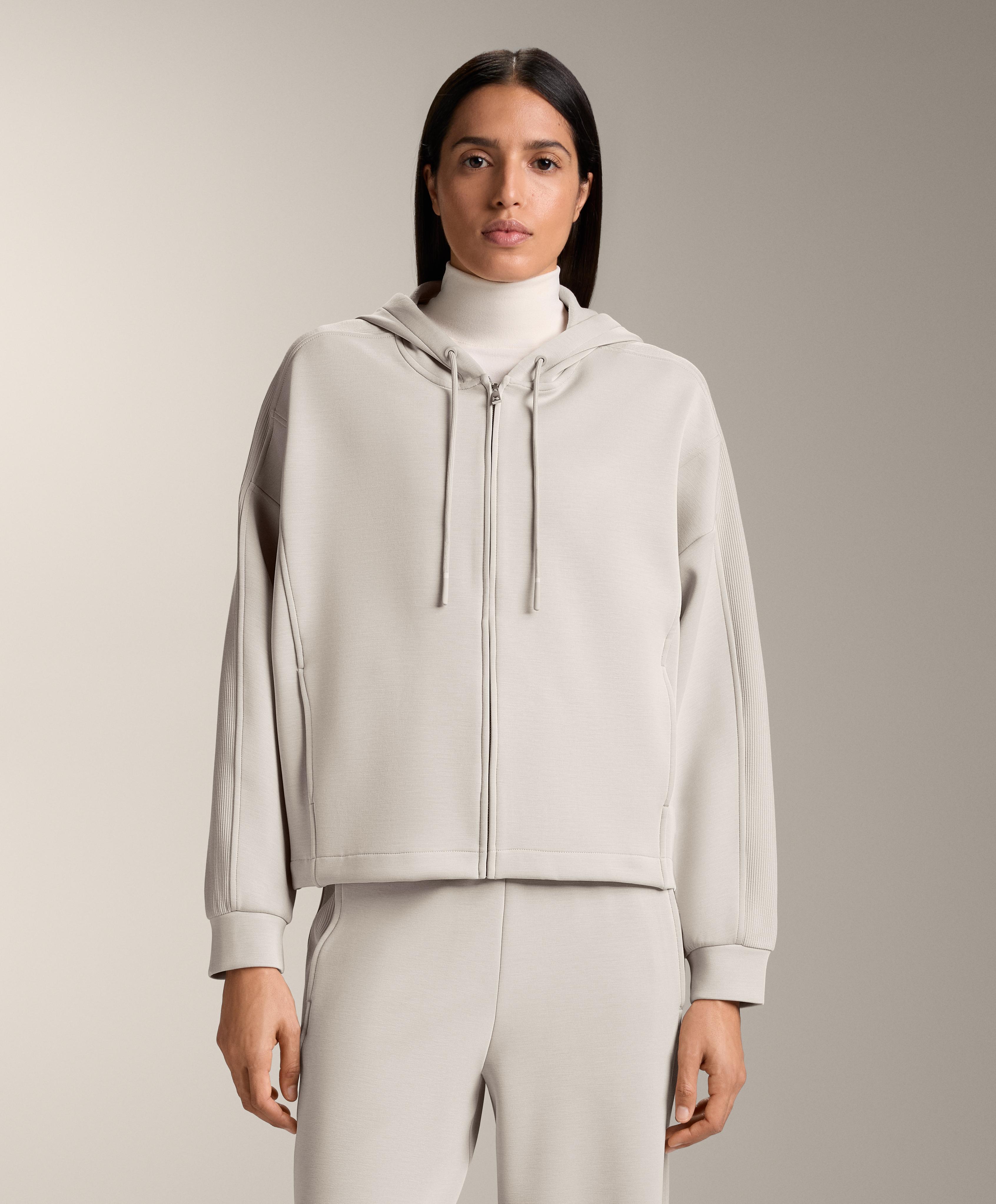 Hooded jacket with Rib details with Brushed modal Hooded jacket with Rib details with Brushed modal