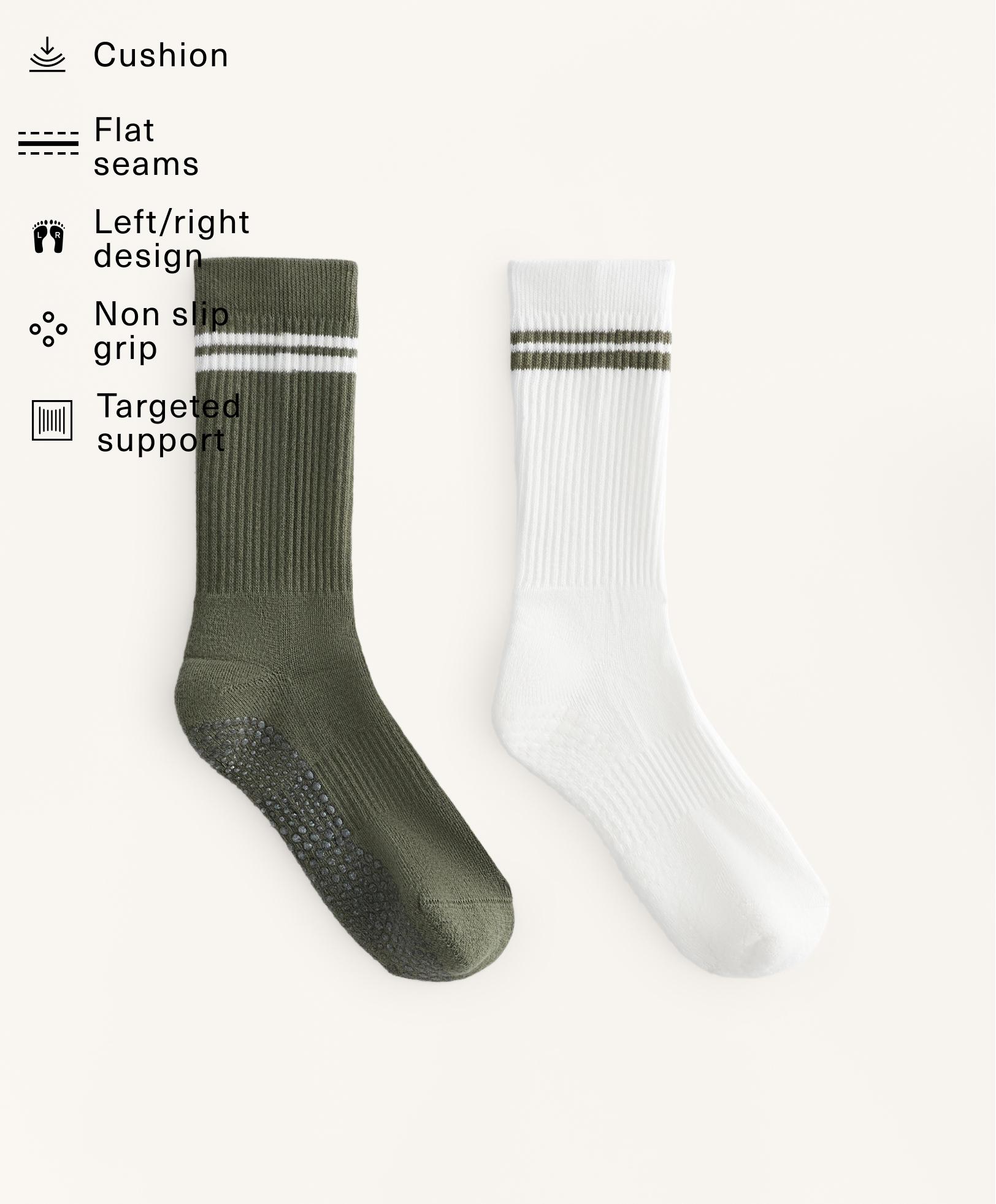 2 pairs of classic cotton blend yoga and Pilates socks