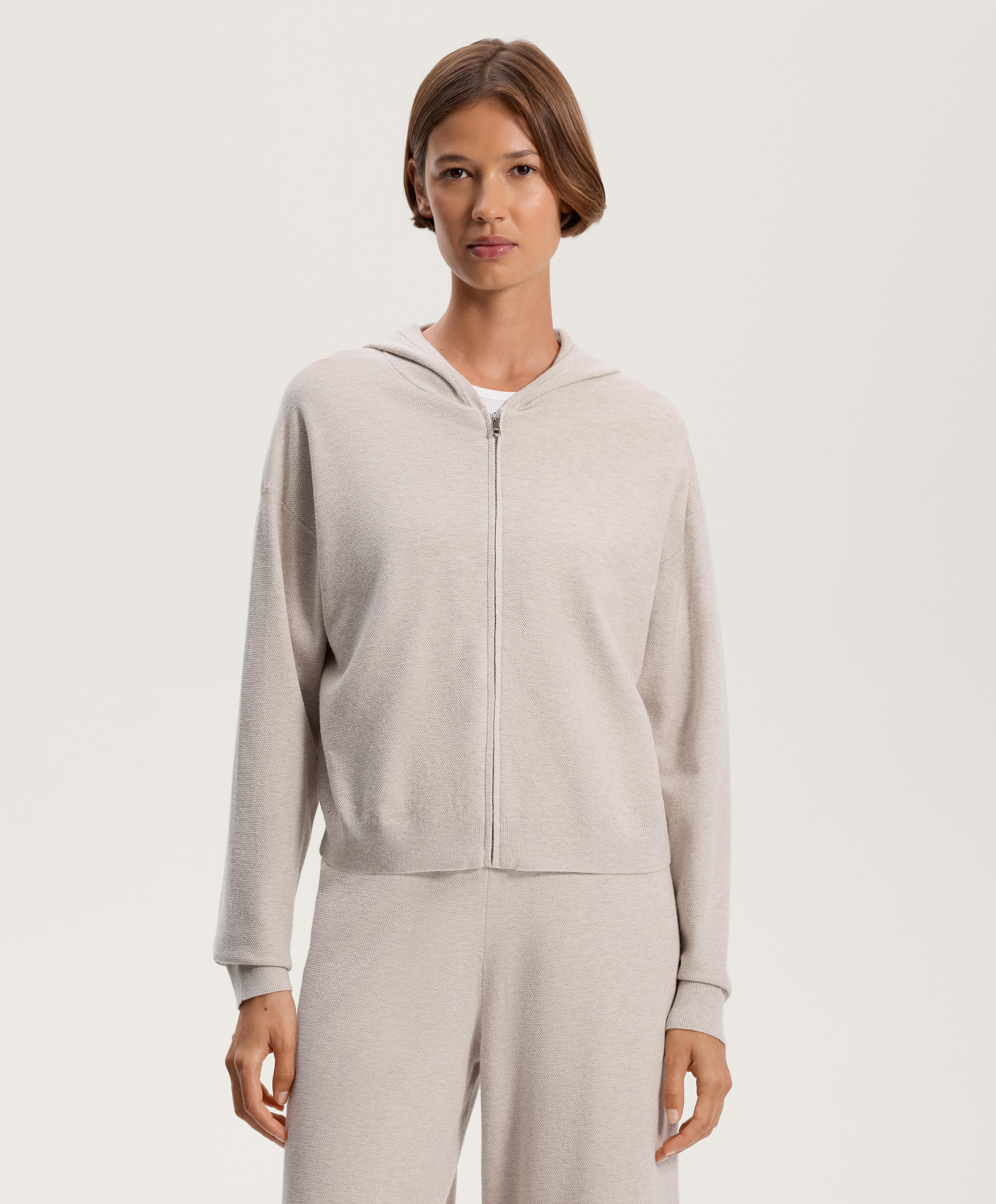 Hooded piqué knit jacket