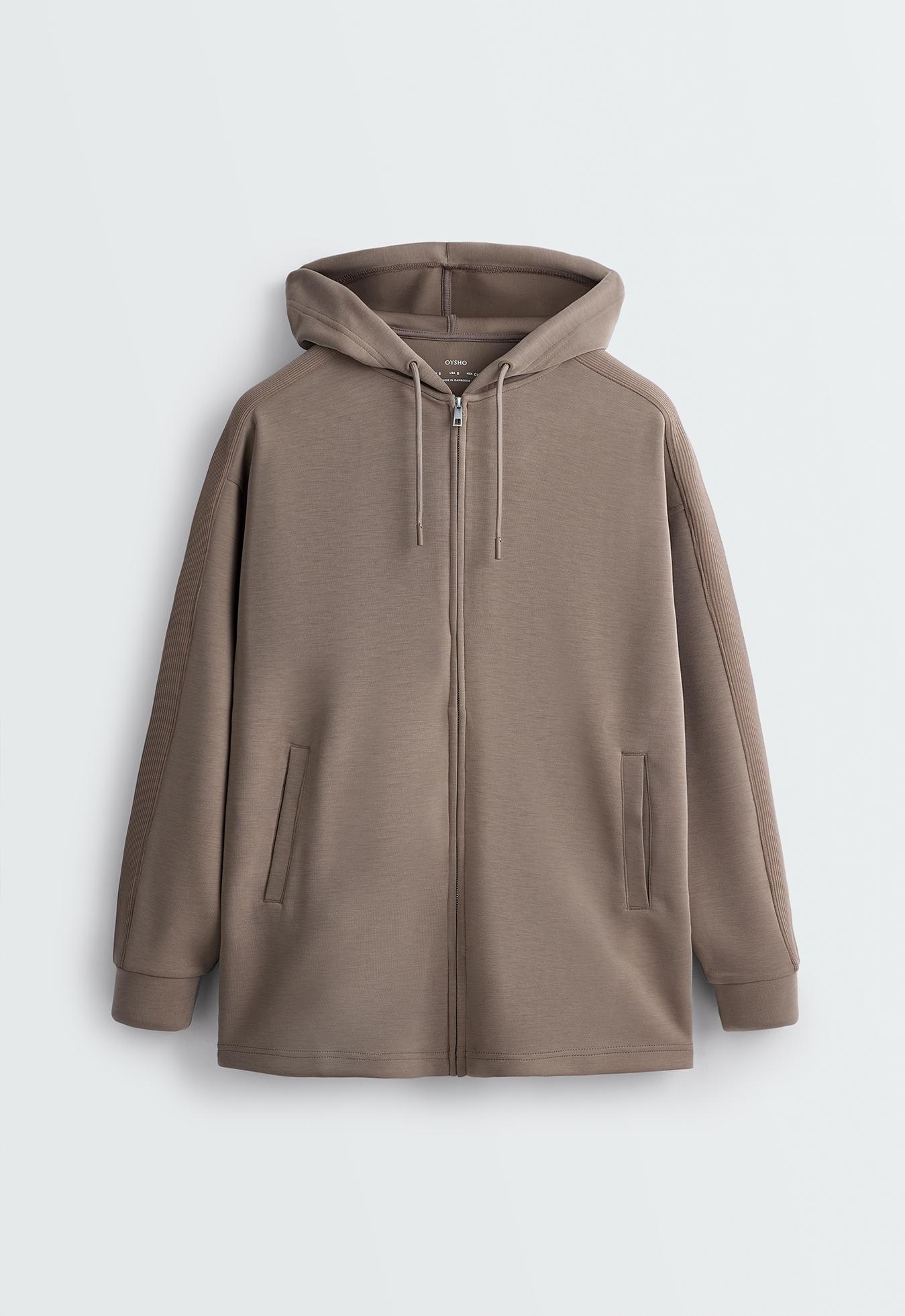 Long jacket with rib details and soft-touch modal — MINK