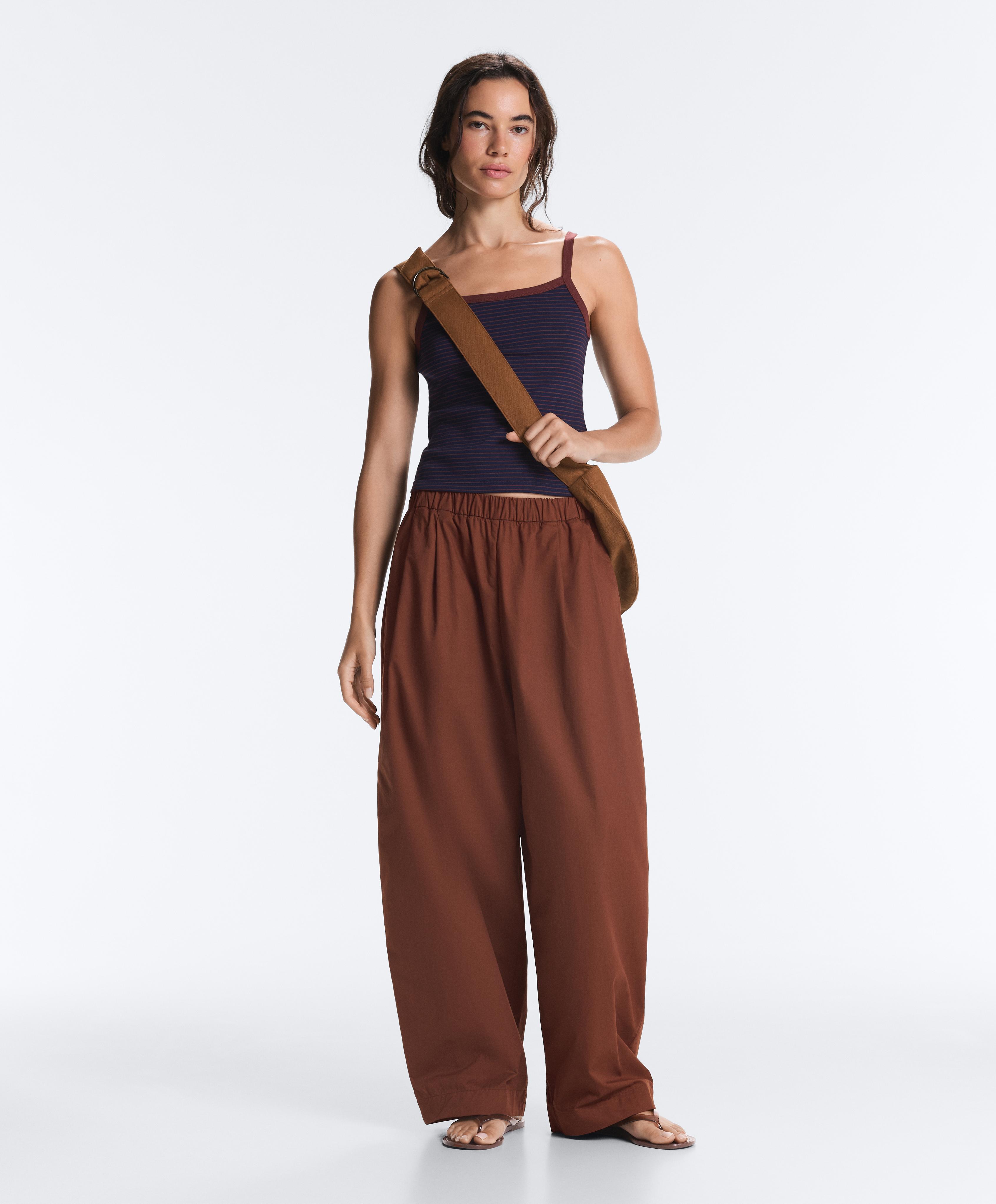 100% cotton tapered trousers — TERRACOTTA