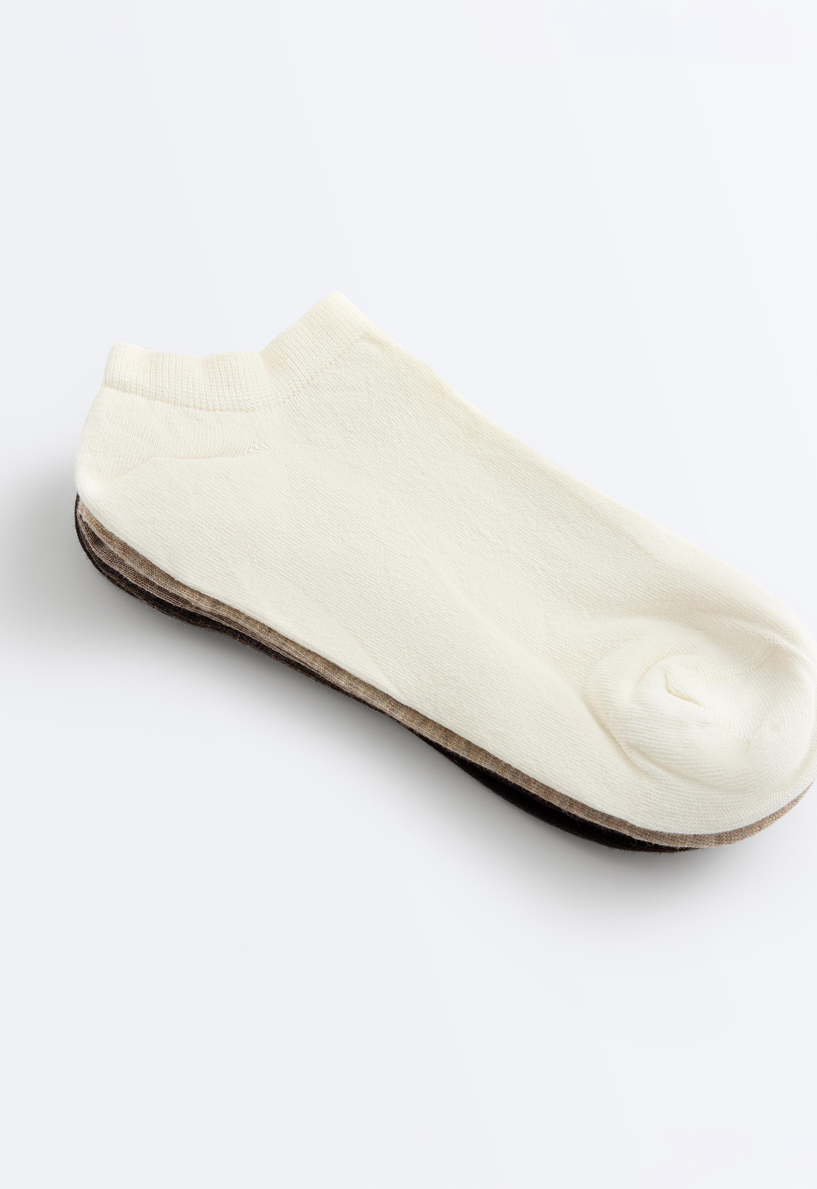 5 pairs of cotton-blend sneaker socks — SAND MELANGE