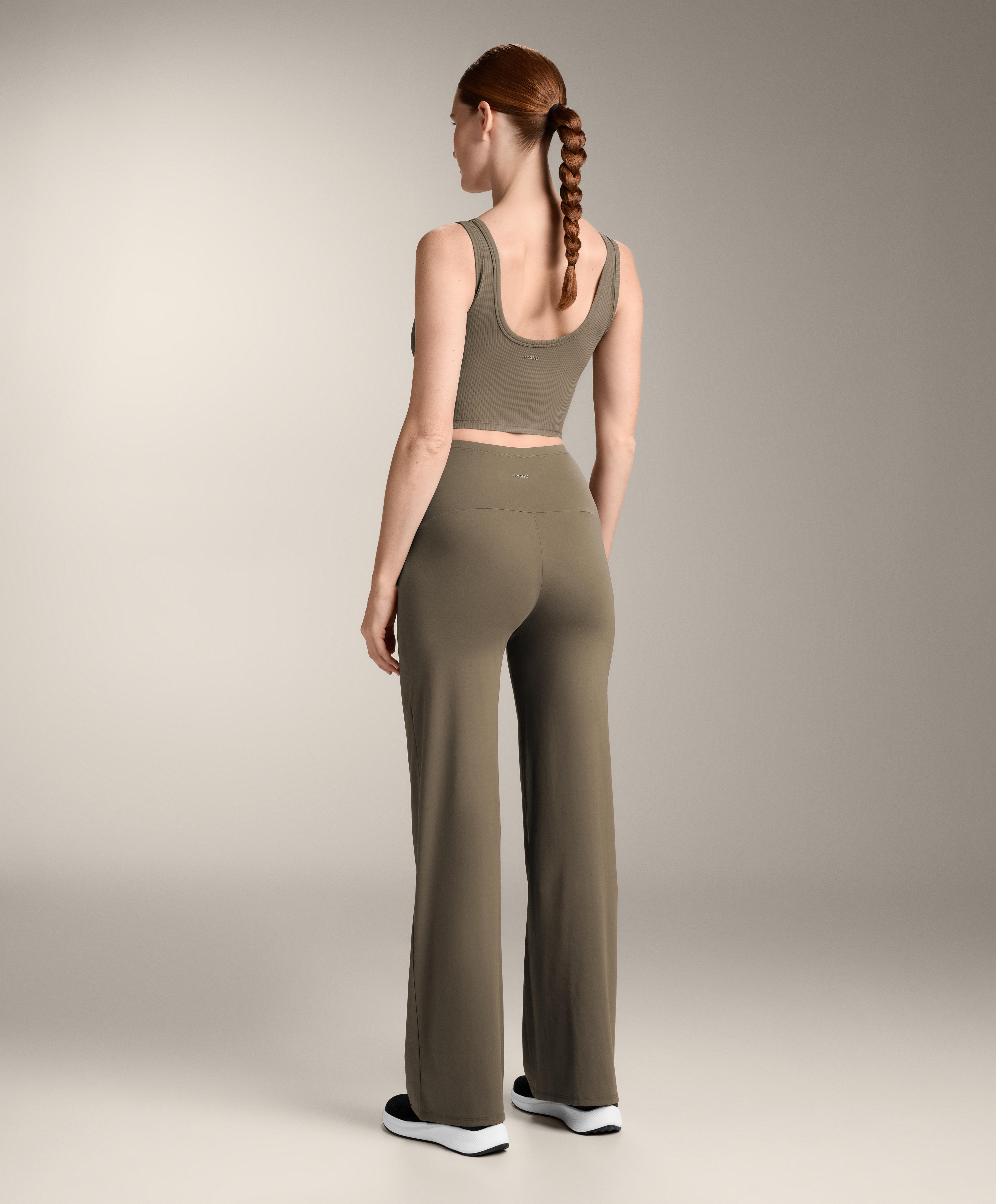 Total look Comfortlux dark taupe maternity straight-leg trousers with rib tank top