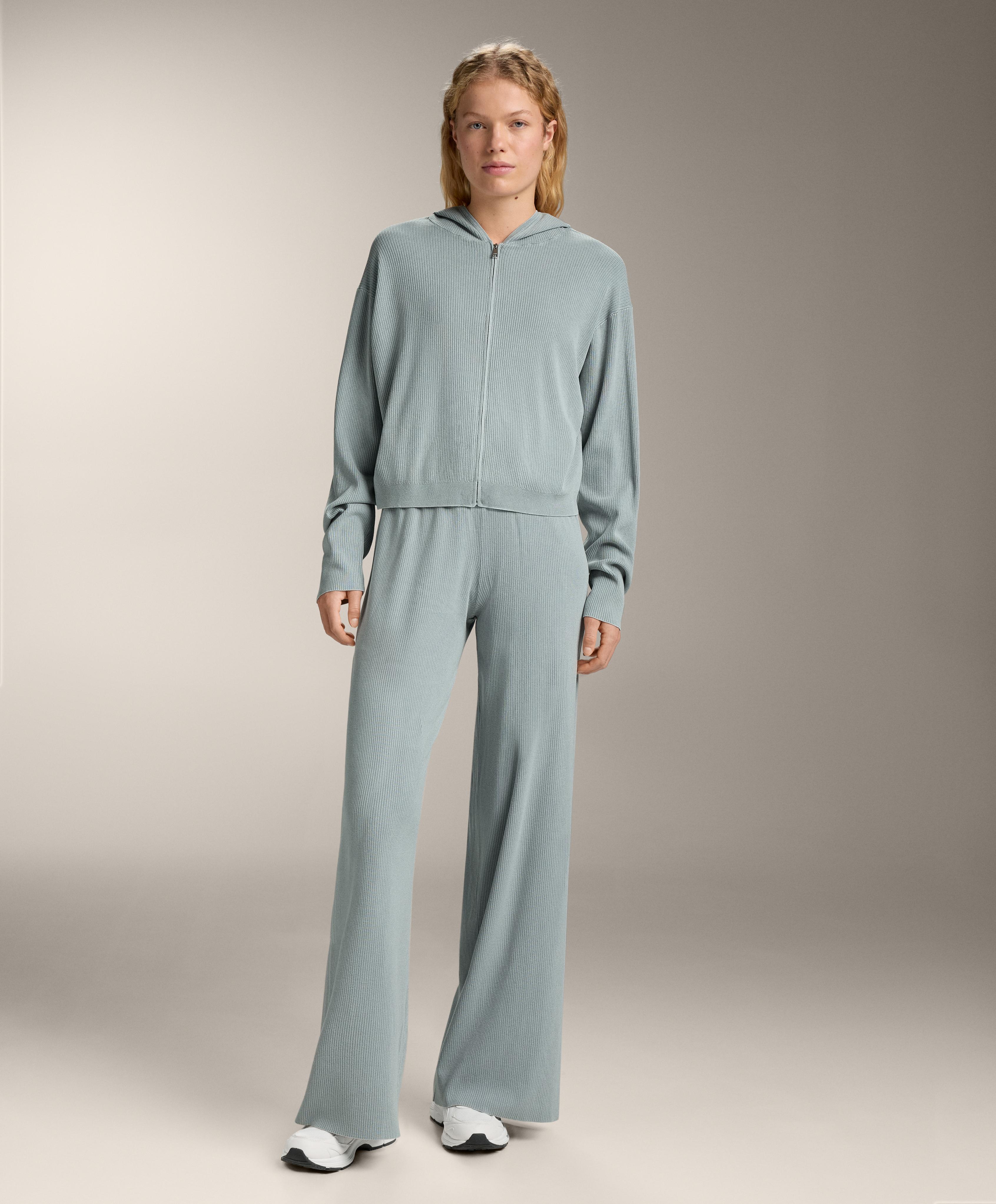 Washed knit straight leg trousers - Sale Washed knit straight leg trousers - Sale