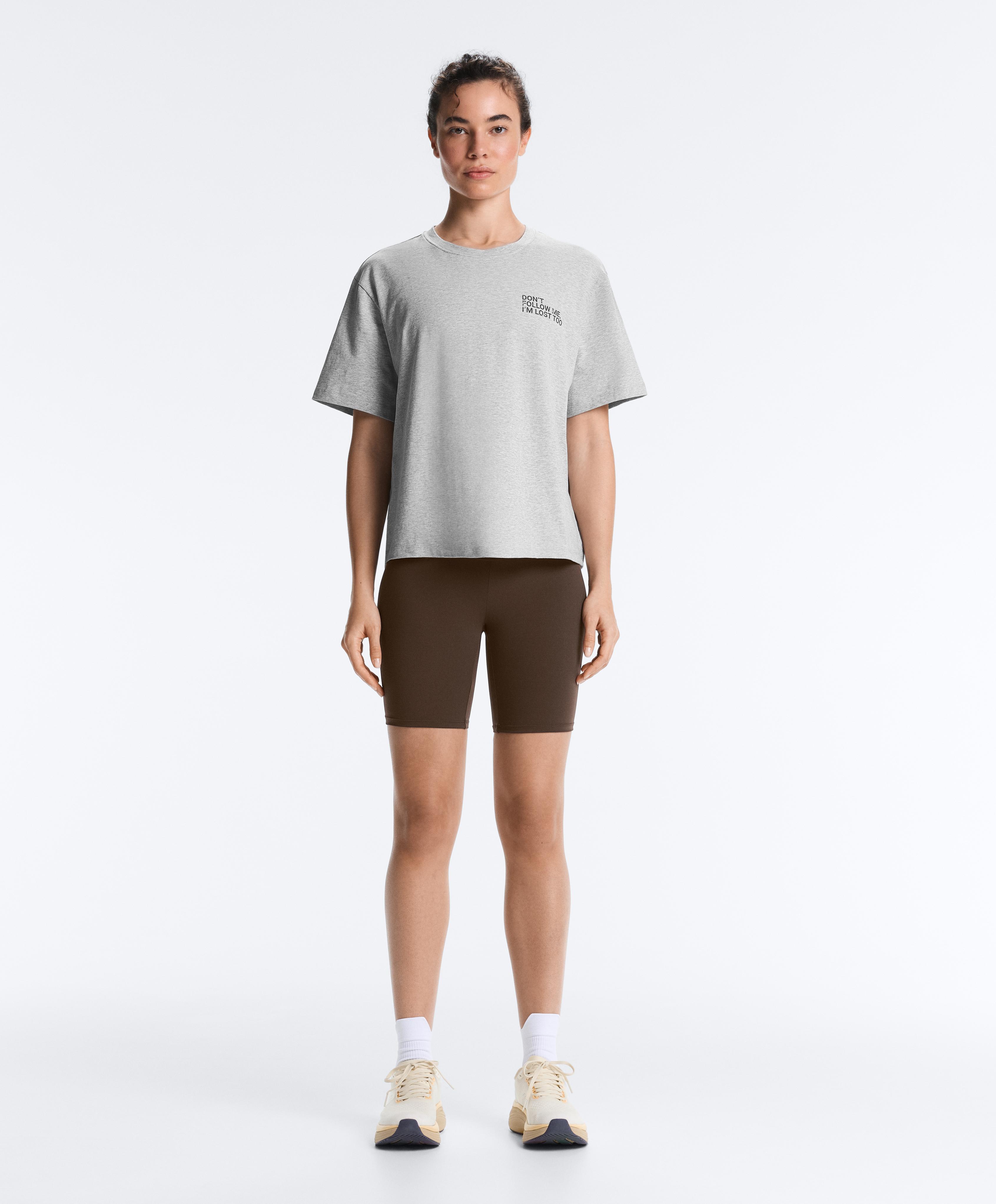 Boxy cotton blend T-shirt with slogan