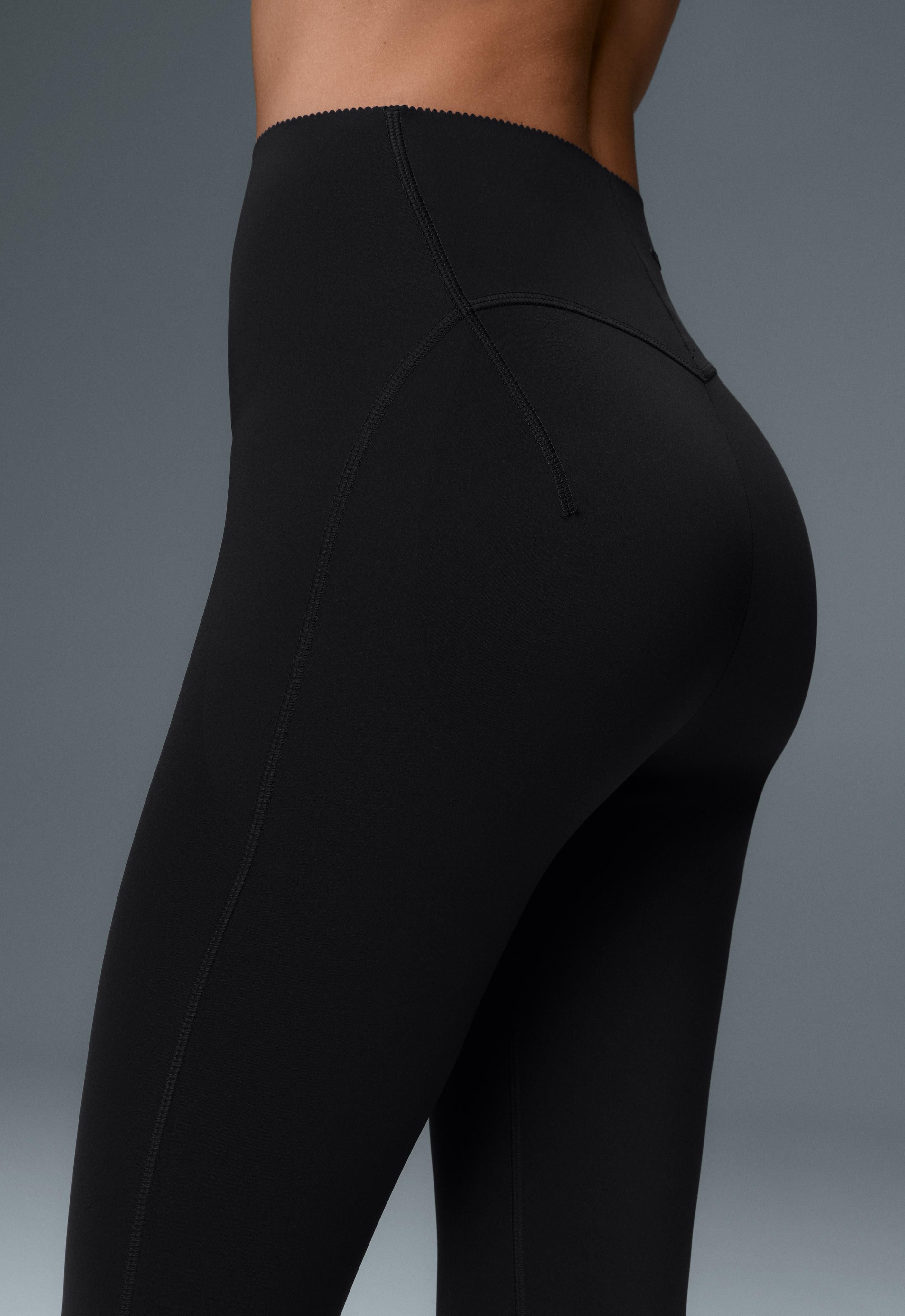 Compressive raise up high-rise ankle-length leggings — BLACK