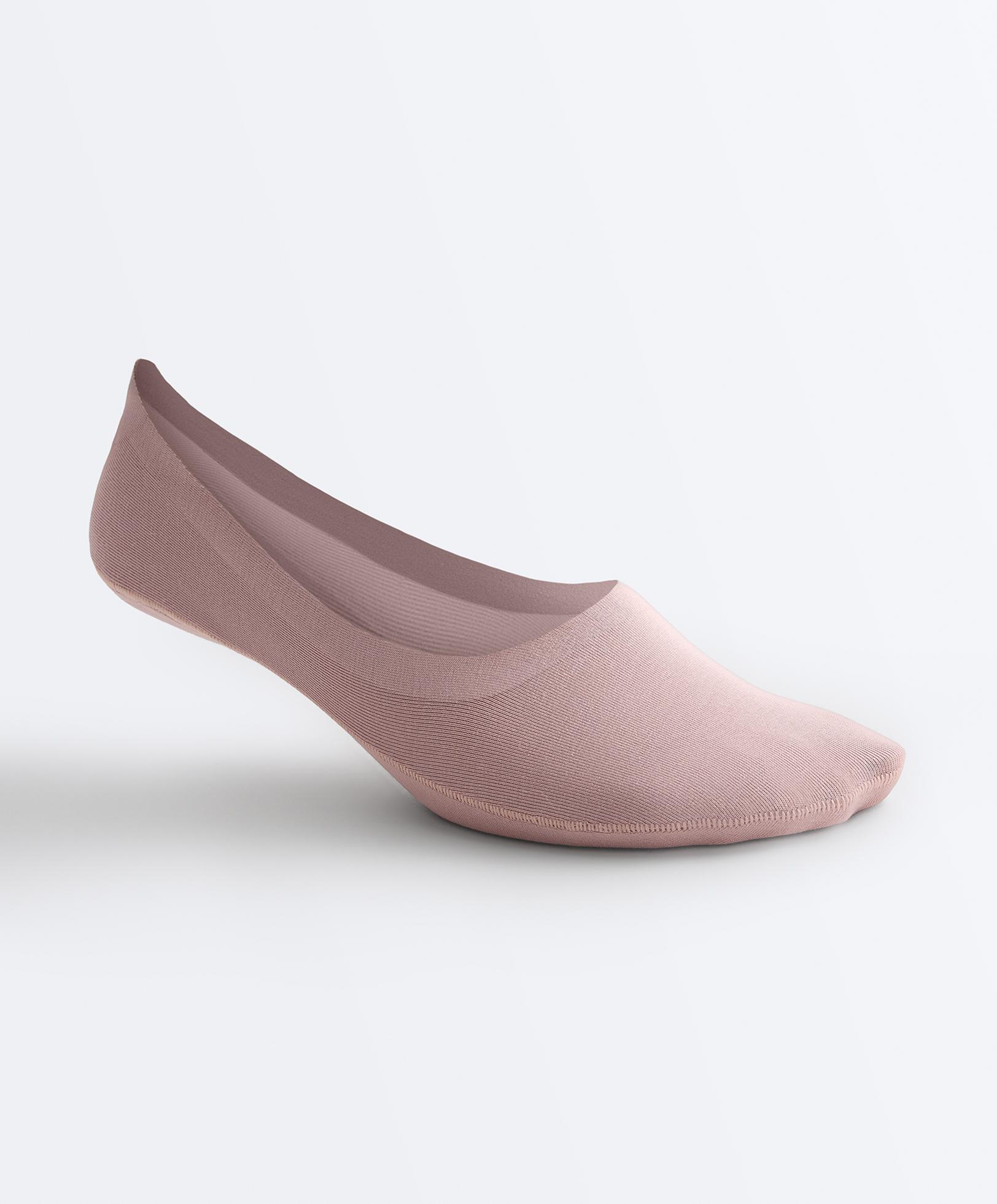 2 pairs of medium cut ribbed cotton blend invisible socks — PALE PINK