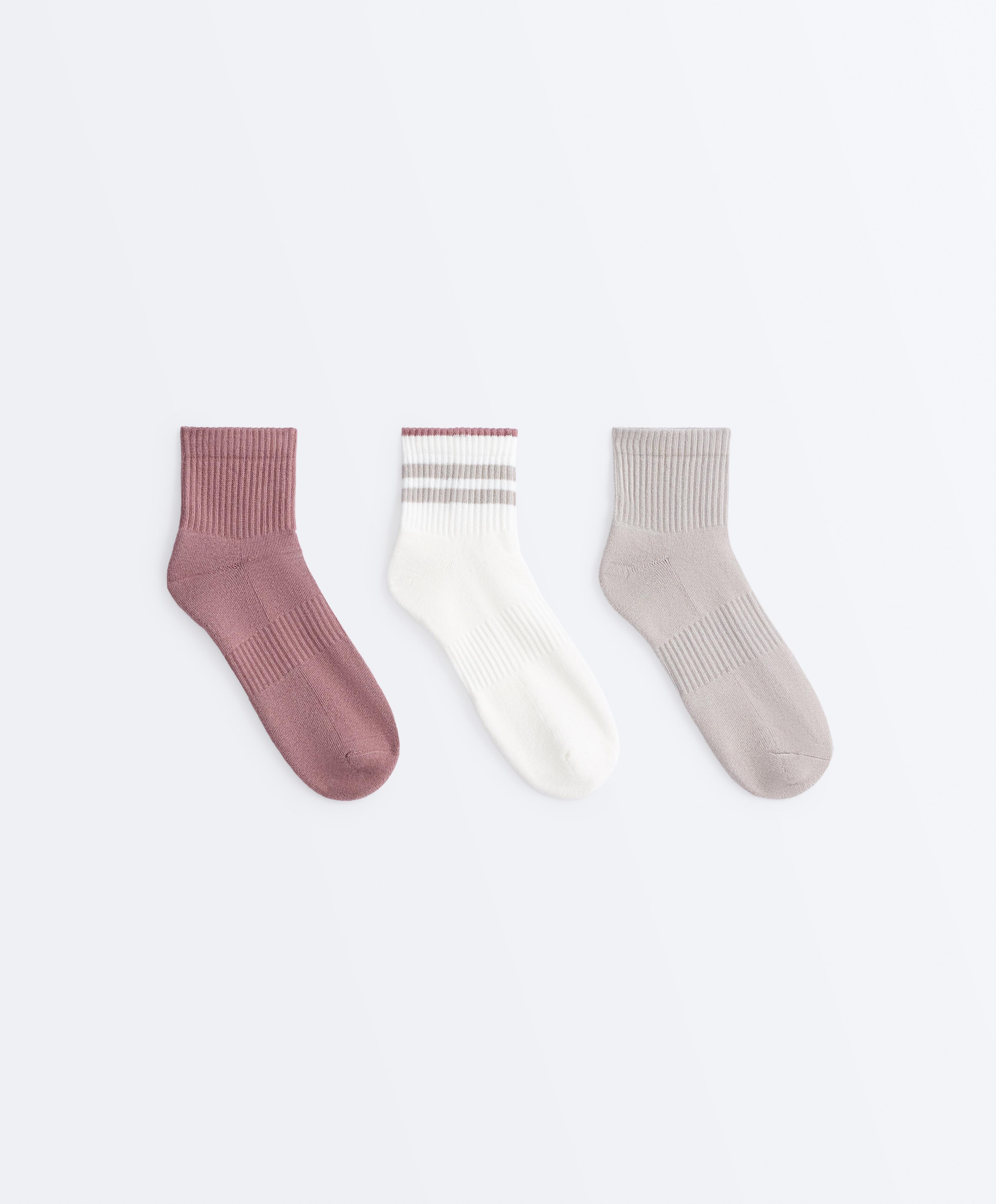 3-pack cotton socks — PALE MINK