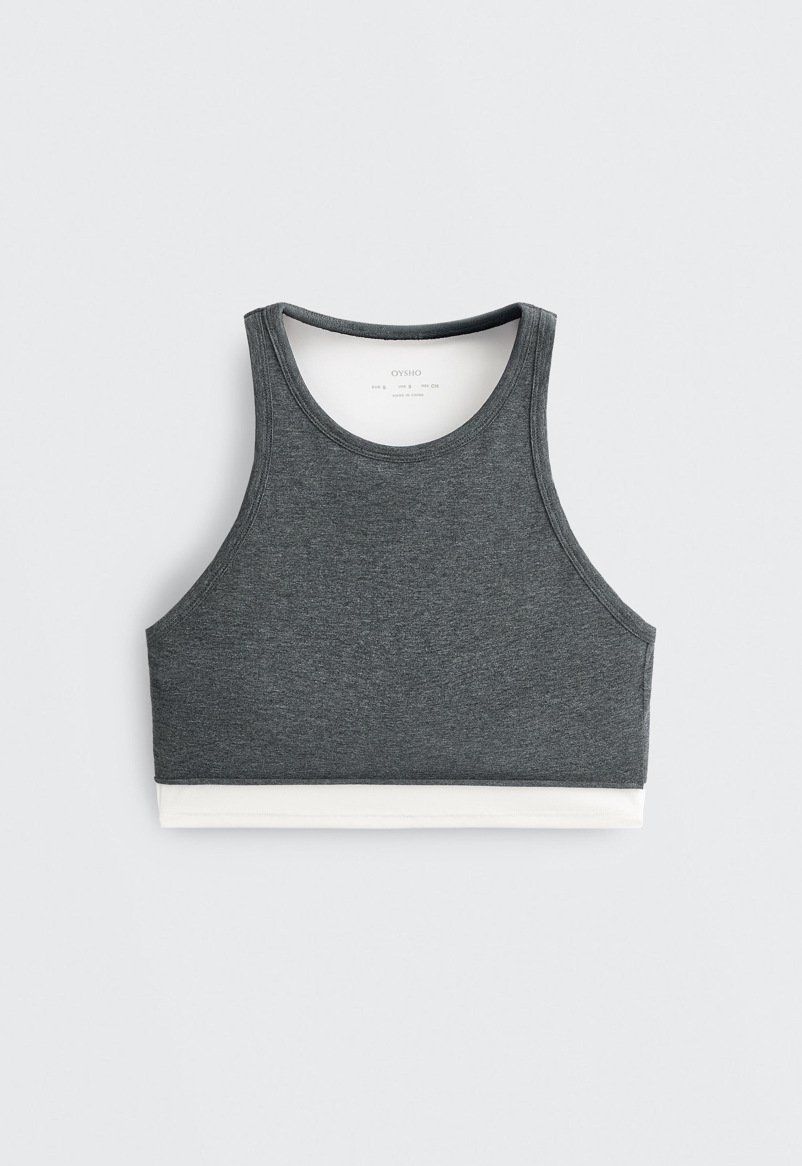 Marl overlay halterneck tank top — DARK GREY MELANGE