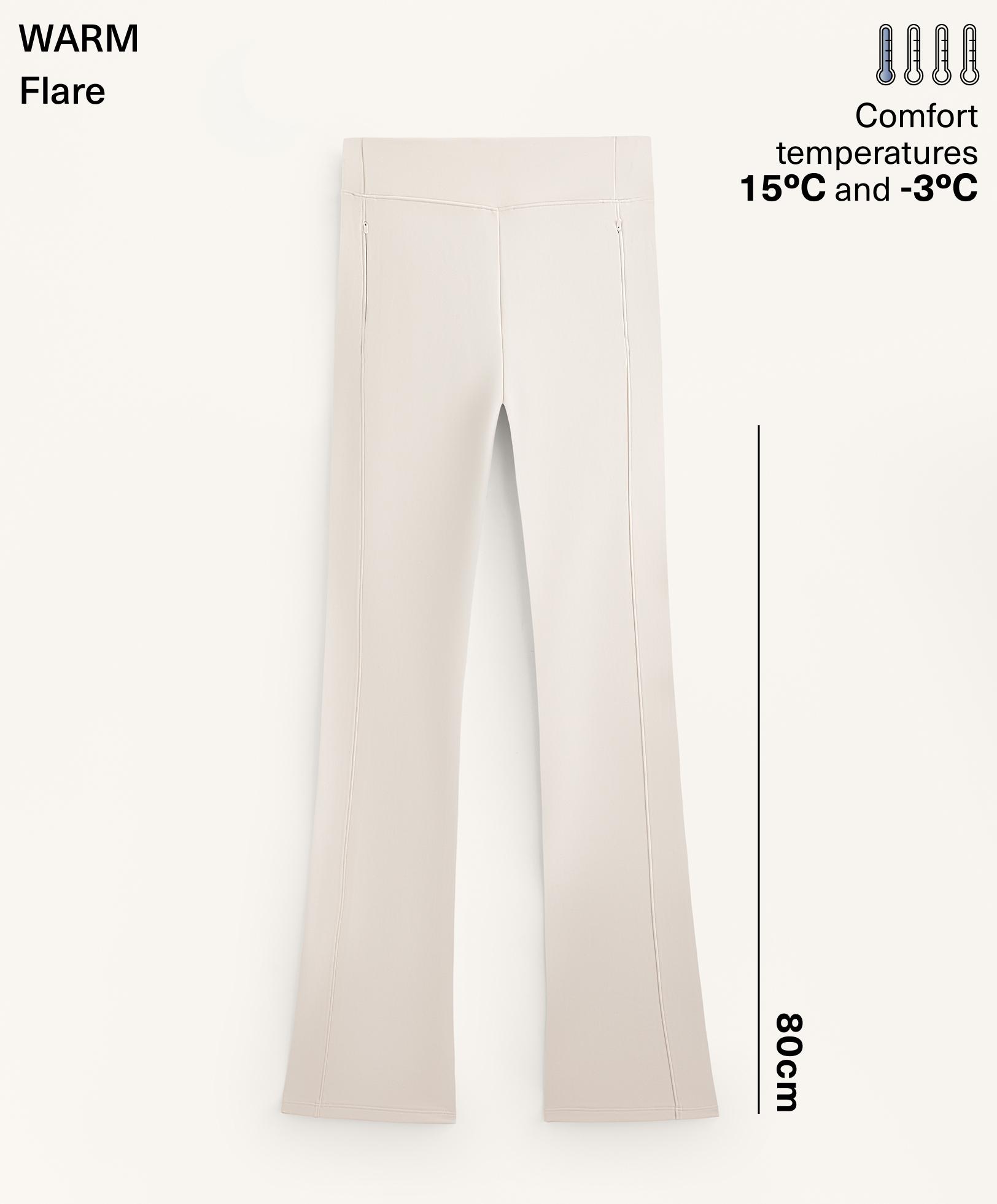 High rise warm flare trousers with pockets — PALE MINK