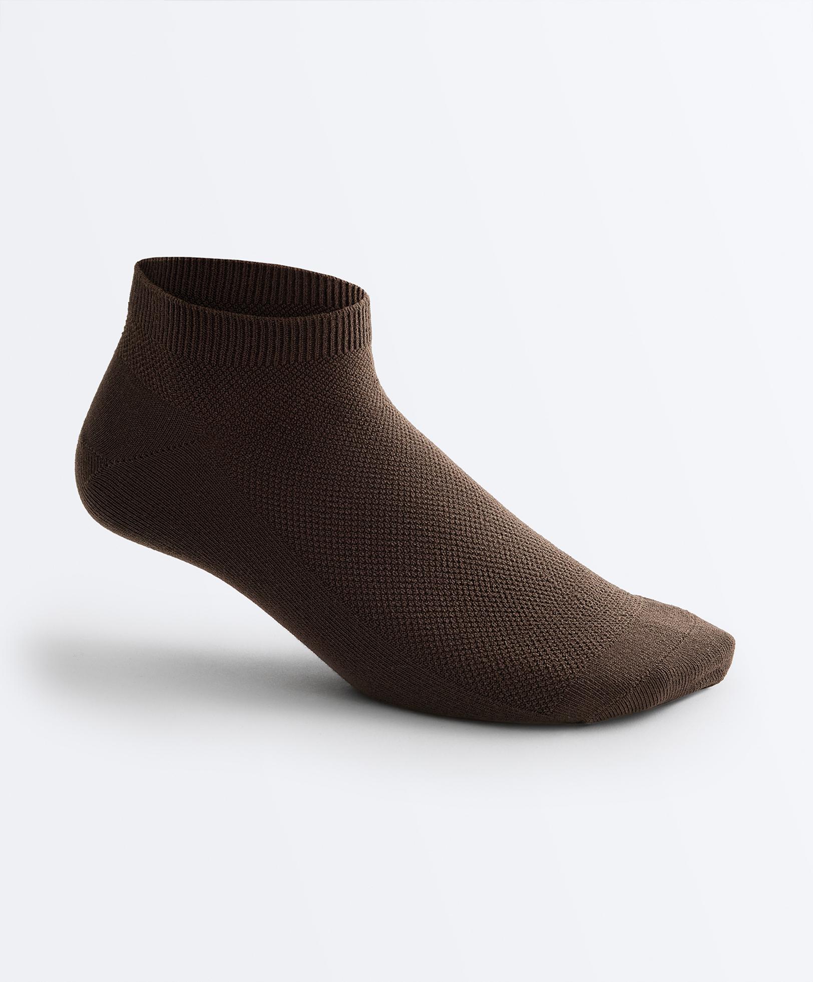 3 pairs of cotton blend piqué sneaker socks — WASHED TERRACOTTA