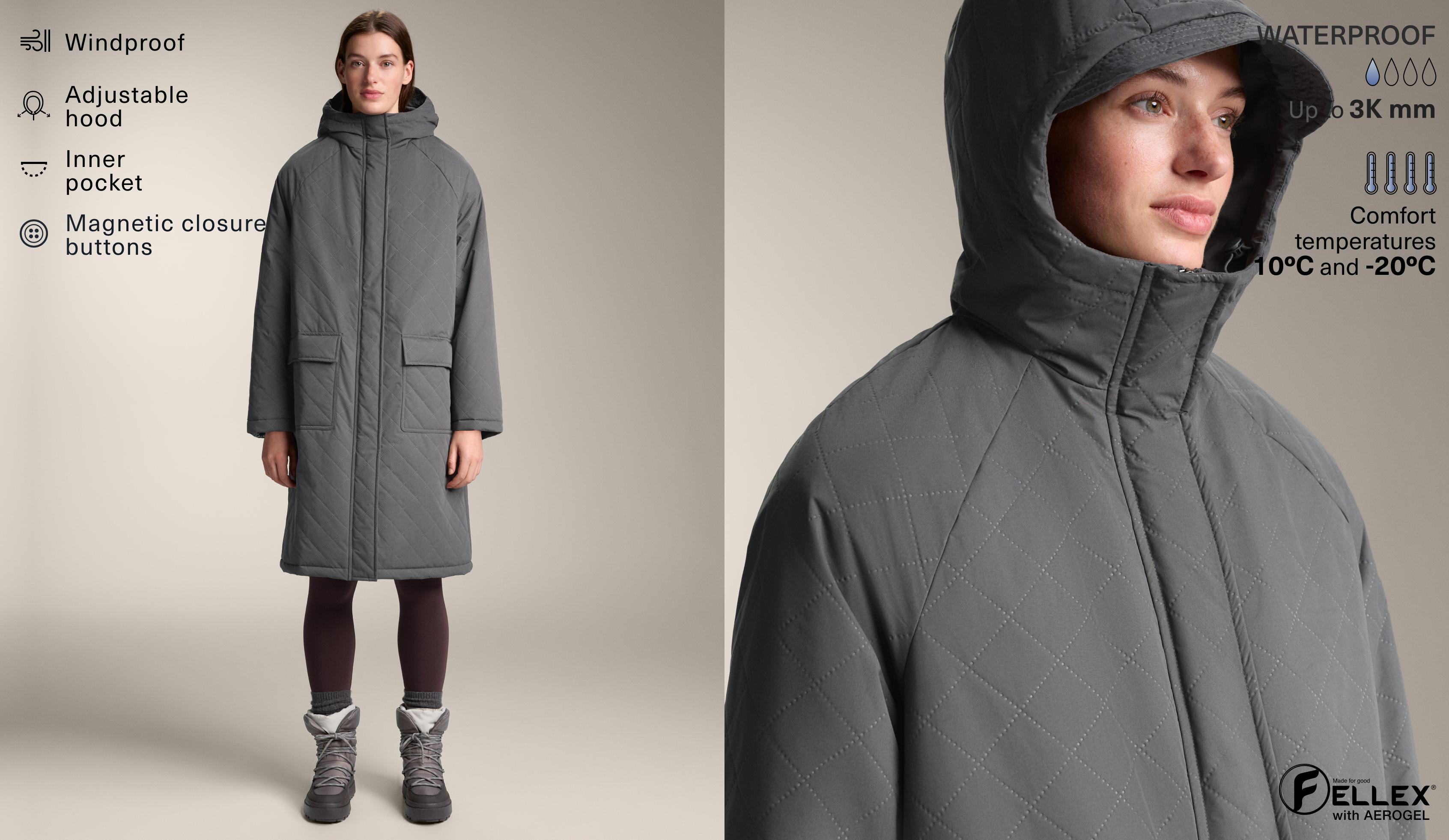 Lange gewatteerde waterdichte jas 3k FELLEX® met AEROGEL Lange gewatteerde waterdichte jas 3k FELLEX® met AEROGEL