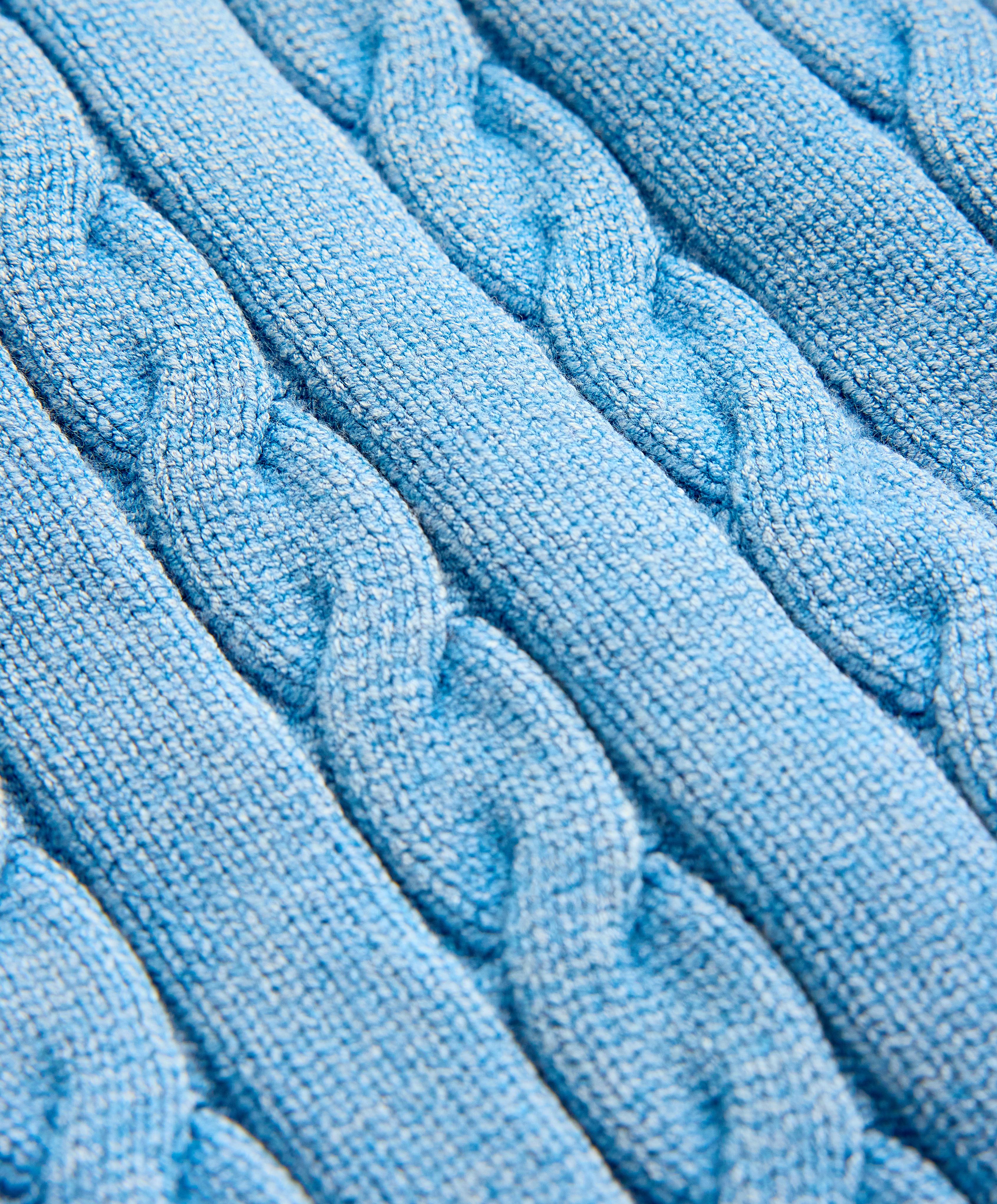 Washed cable knit hooded jacket — WASHED SKY BLUE