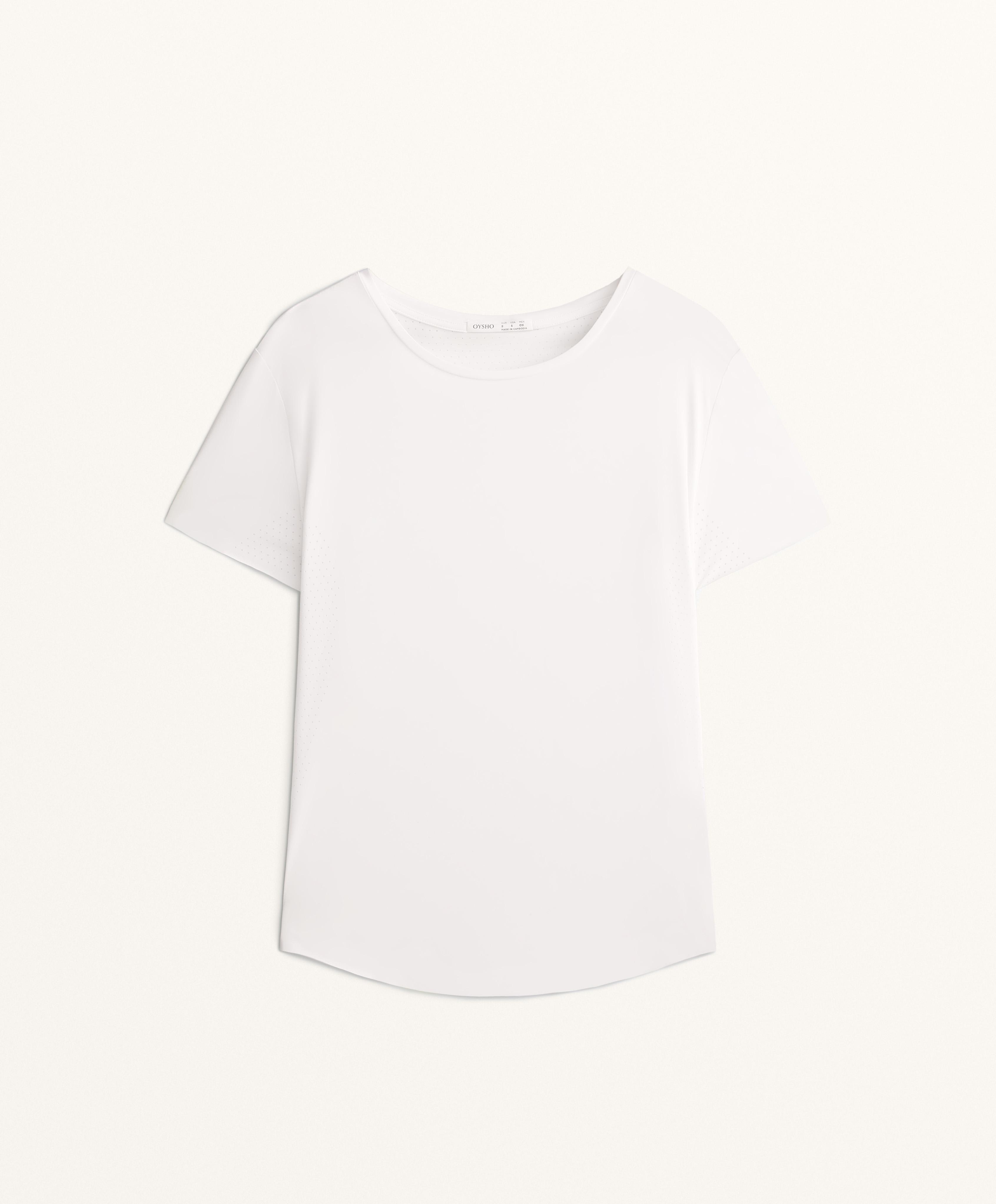 Oysho Running Club fitted short-sleeved technical T-shirt — WHITE