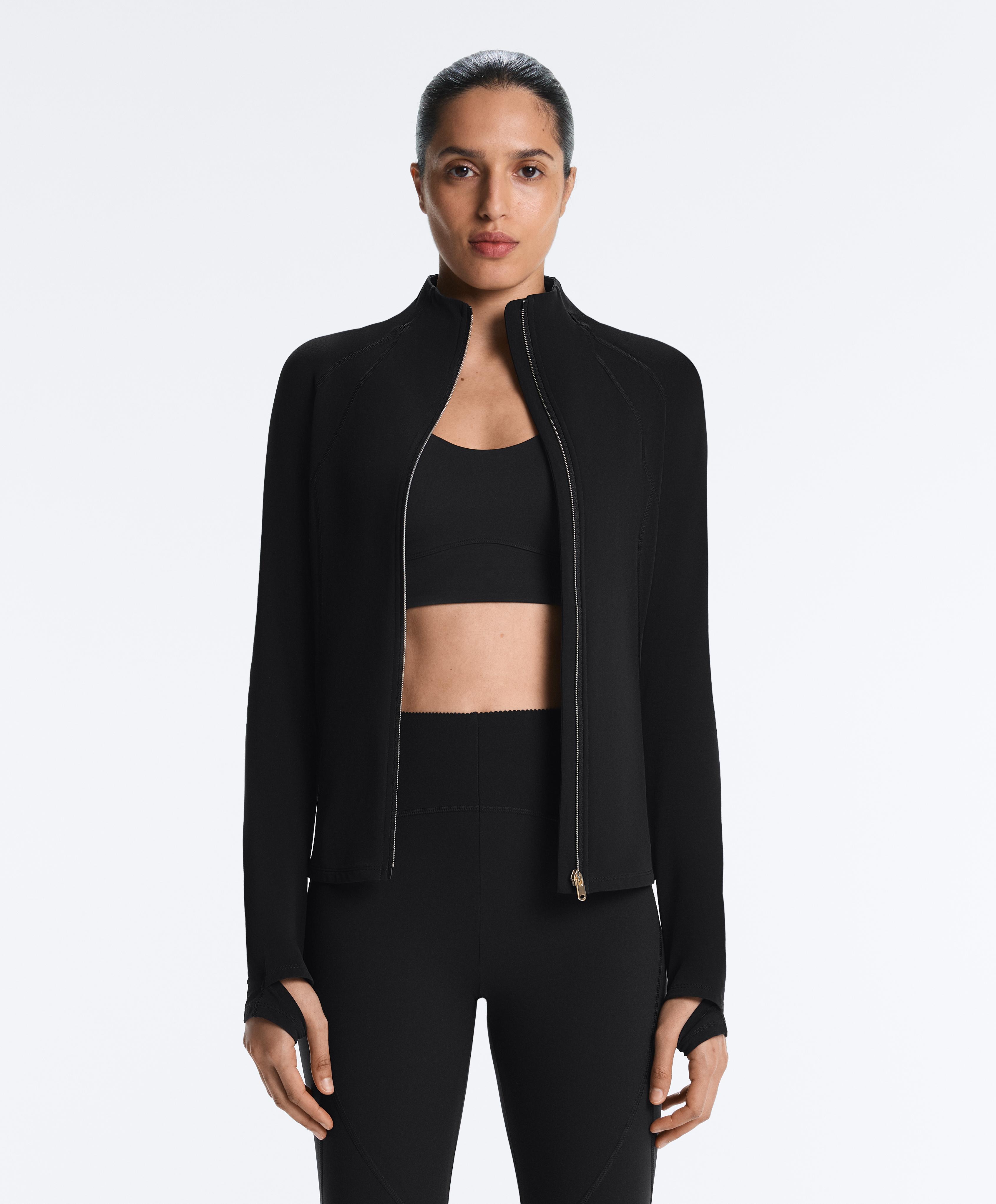 Light warm technical jacket with seams — BLACK