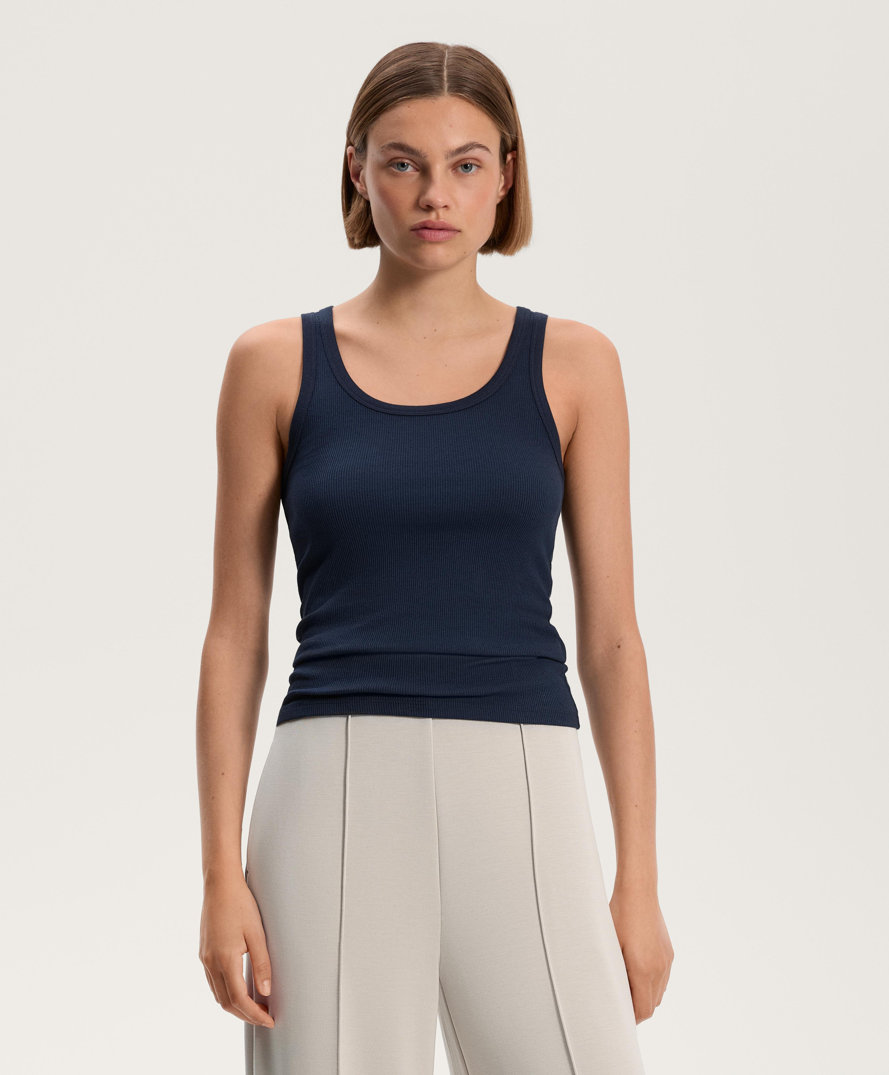 Ärmelloses Rib-Shirt aus Baumwolle und Modal