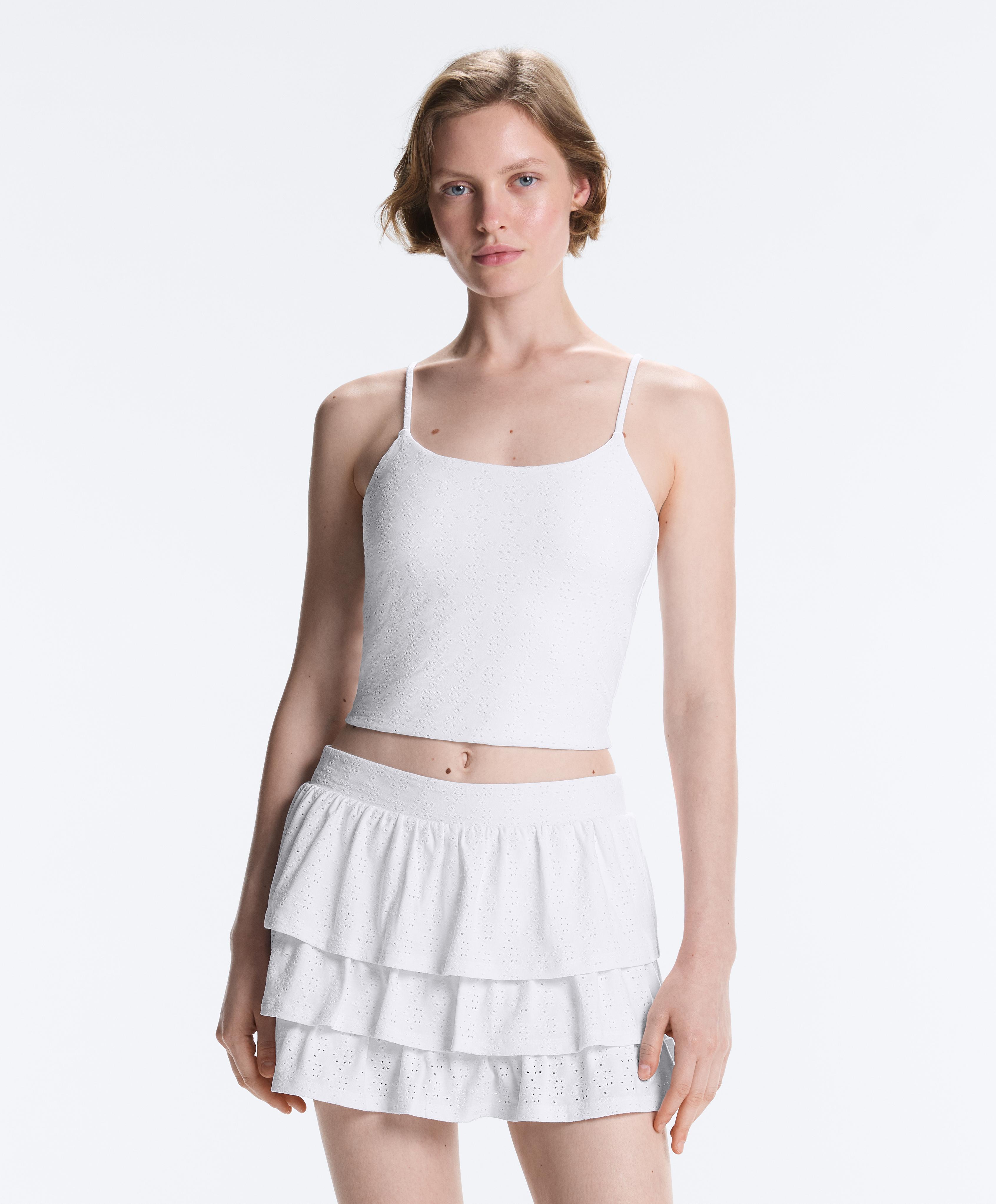 Comfortlux embroidered tank top — WHITE