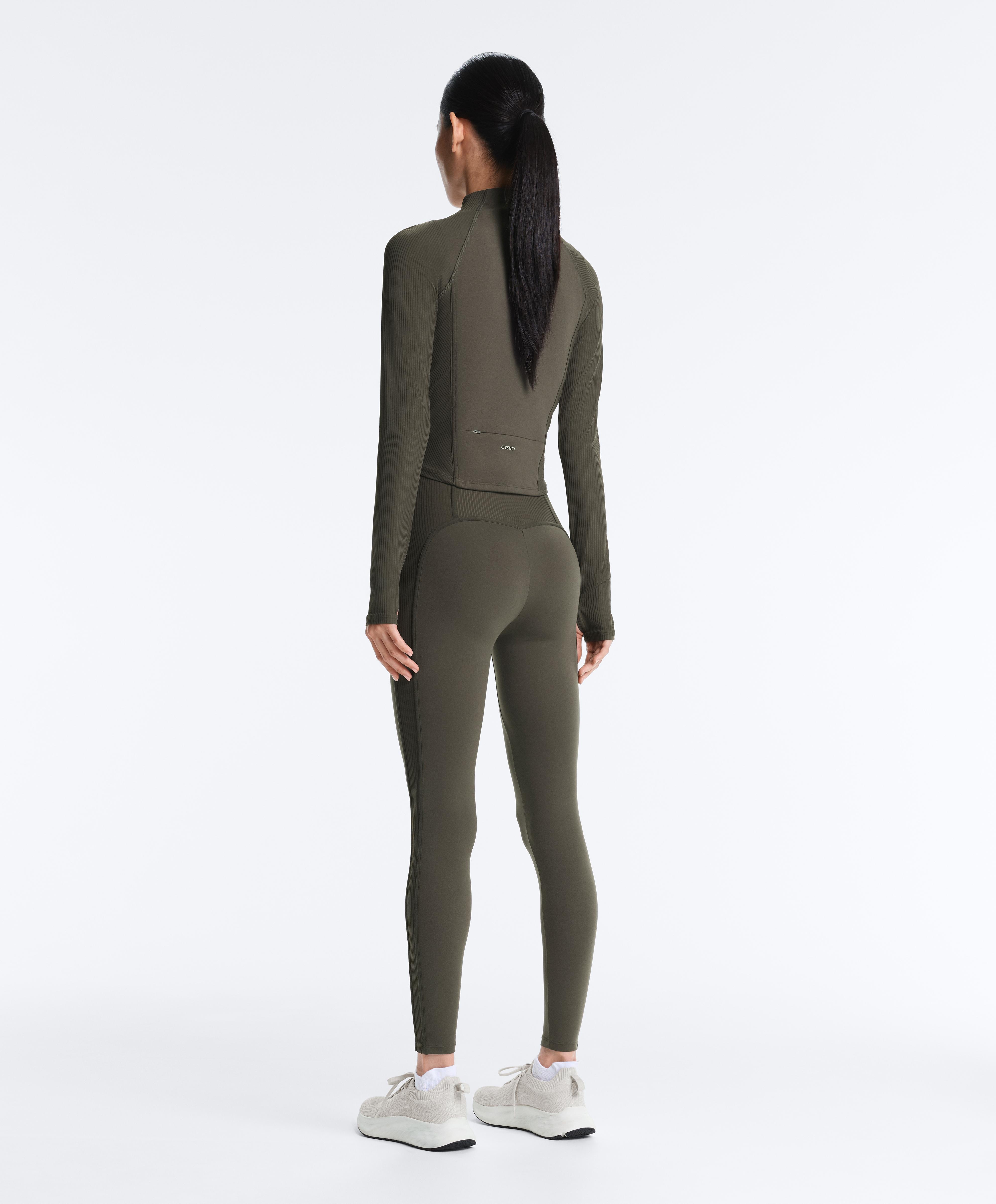 Green Comfortlux rib ankle-length high-rise total look