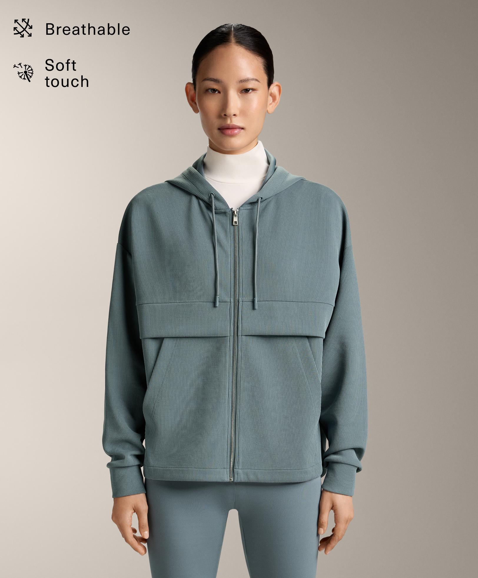 Rib Sweatshirt mit Reißverschluss und weichem Modal