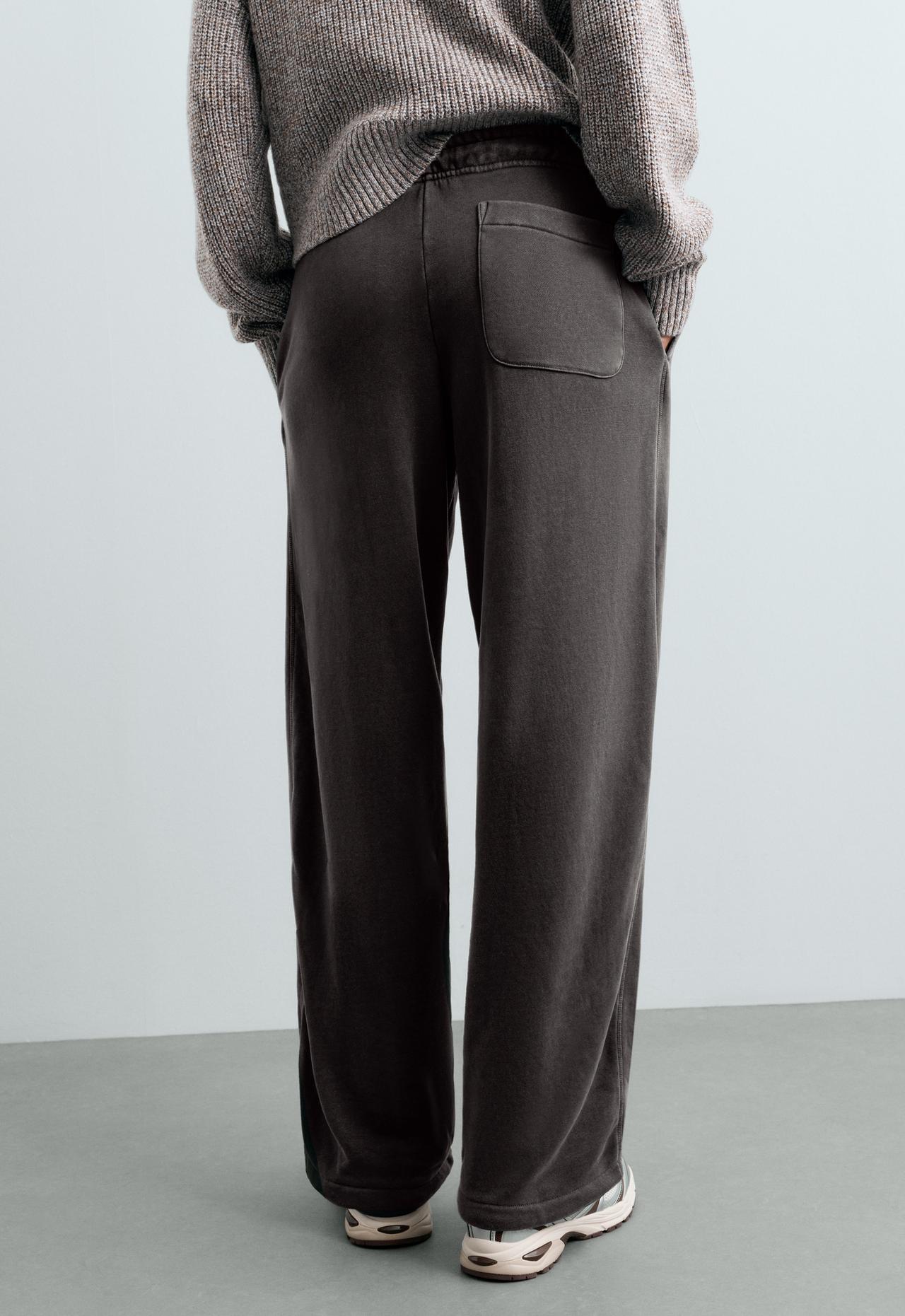 Adjustable cotton-blend fleece straight trousers — DARK ANTHRACITE
