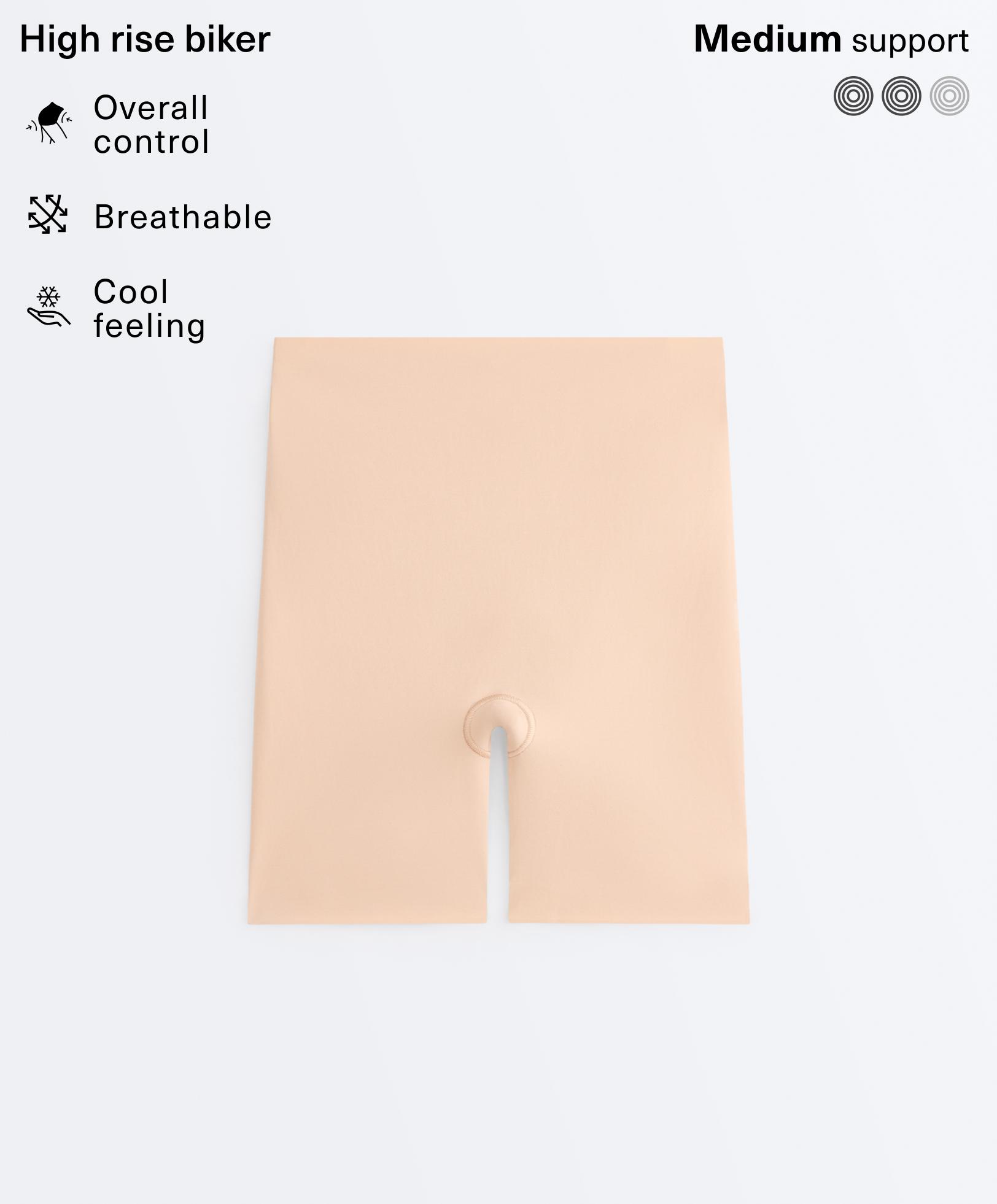 High-waisted invisible laser-cut cycling briefs — BEIGE