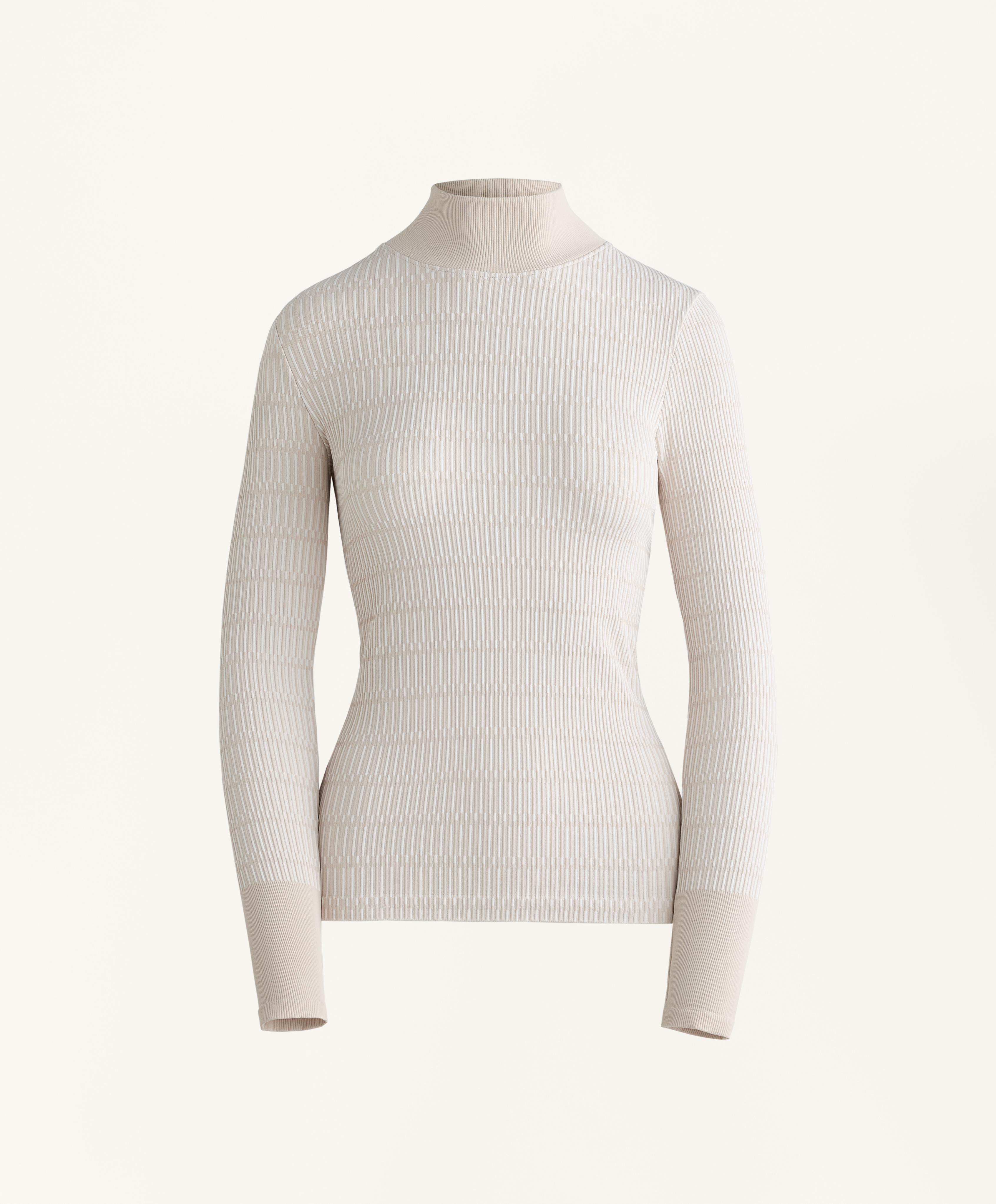 Geometric seamless thermal base layer T-shirt — PALE MINK