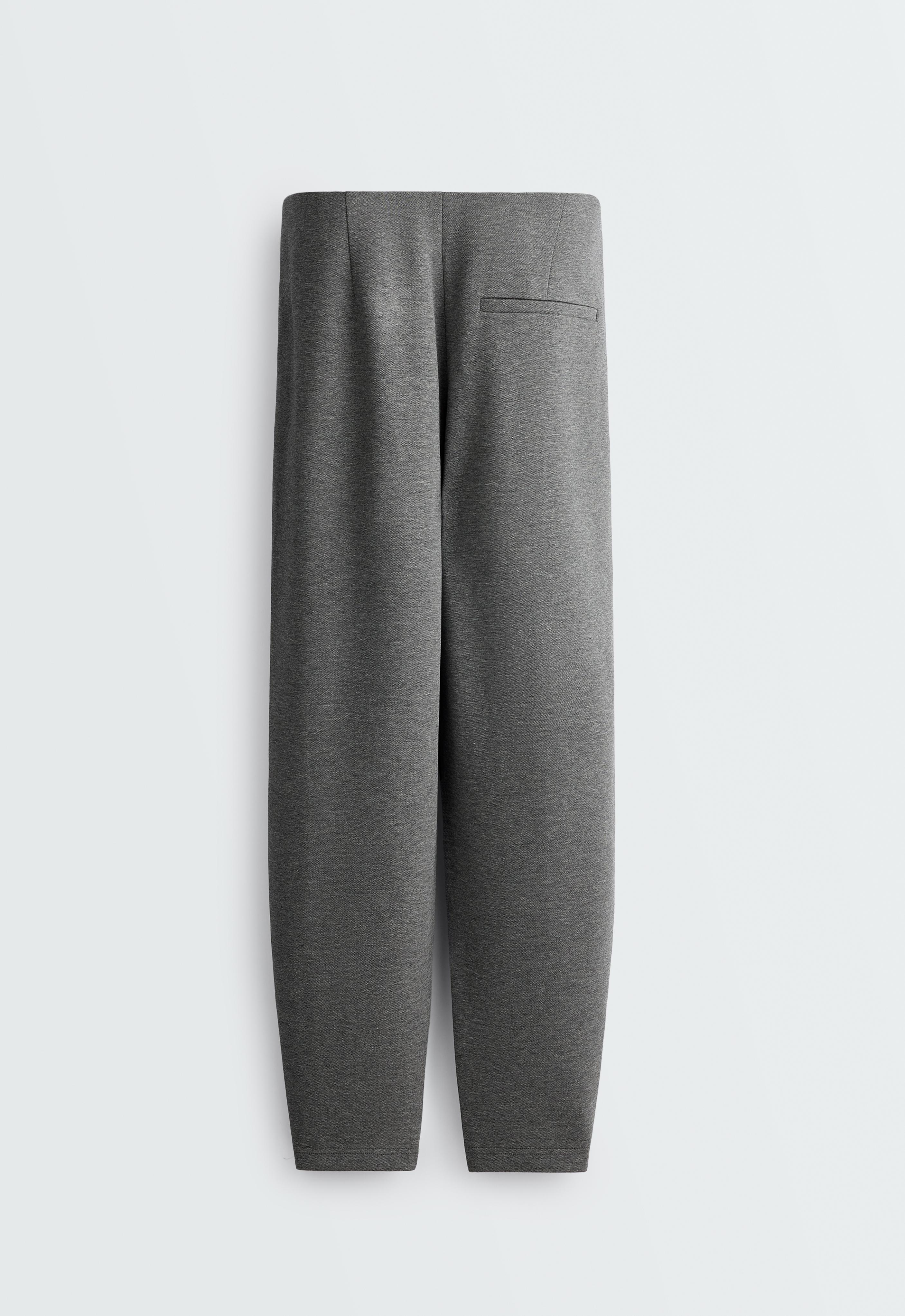 Piqué cotton seam skinny trousers — GREY
