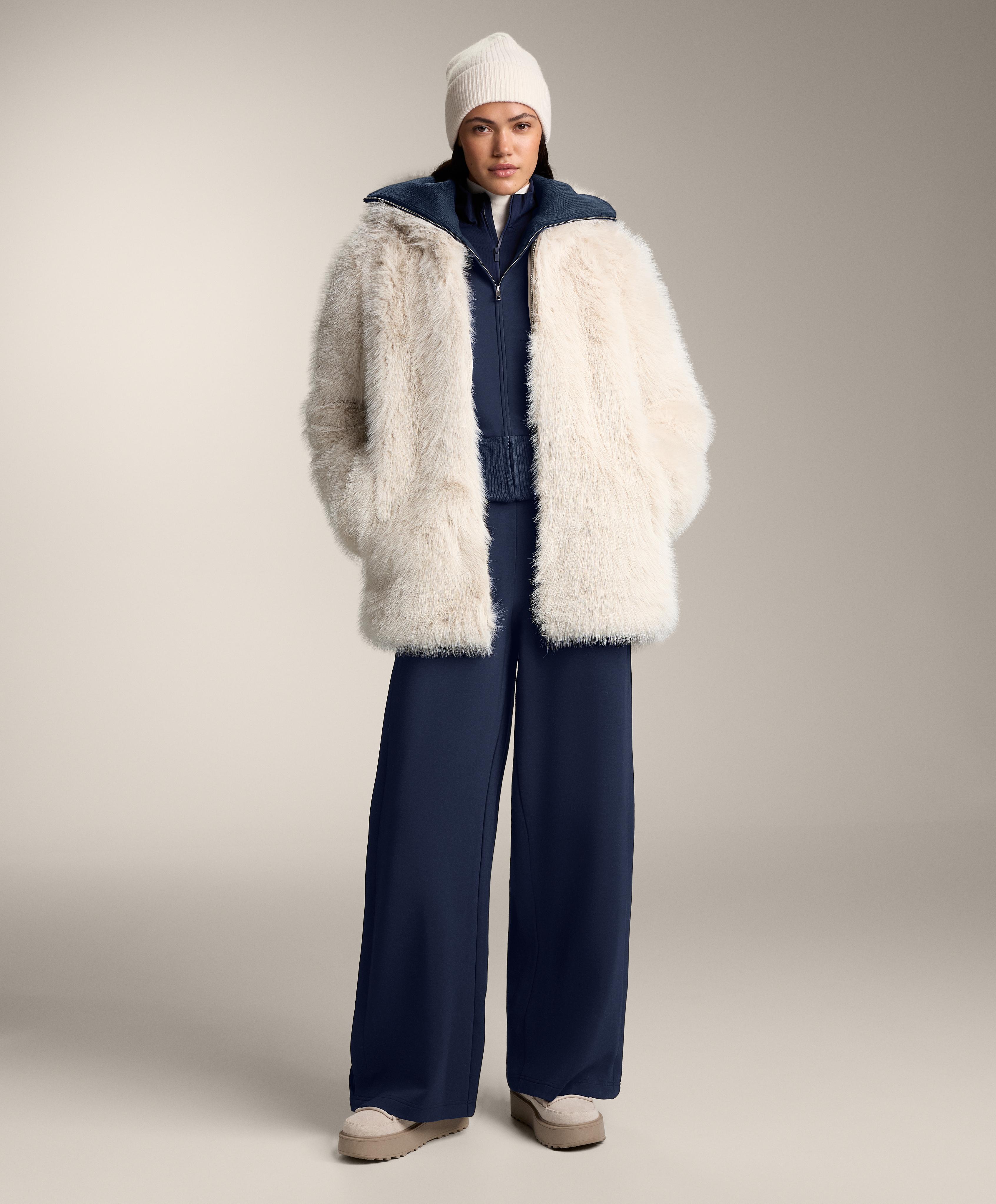 Cocoon trousers with side pleat and brushed modal — NAVY BLUE