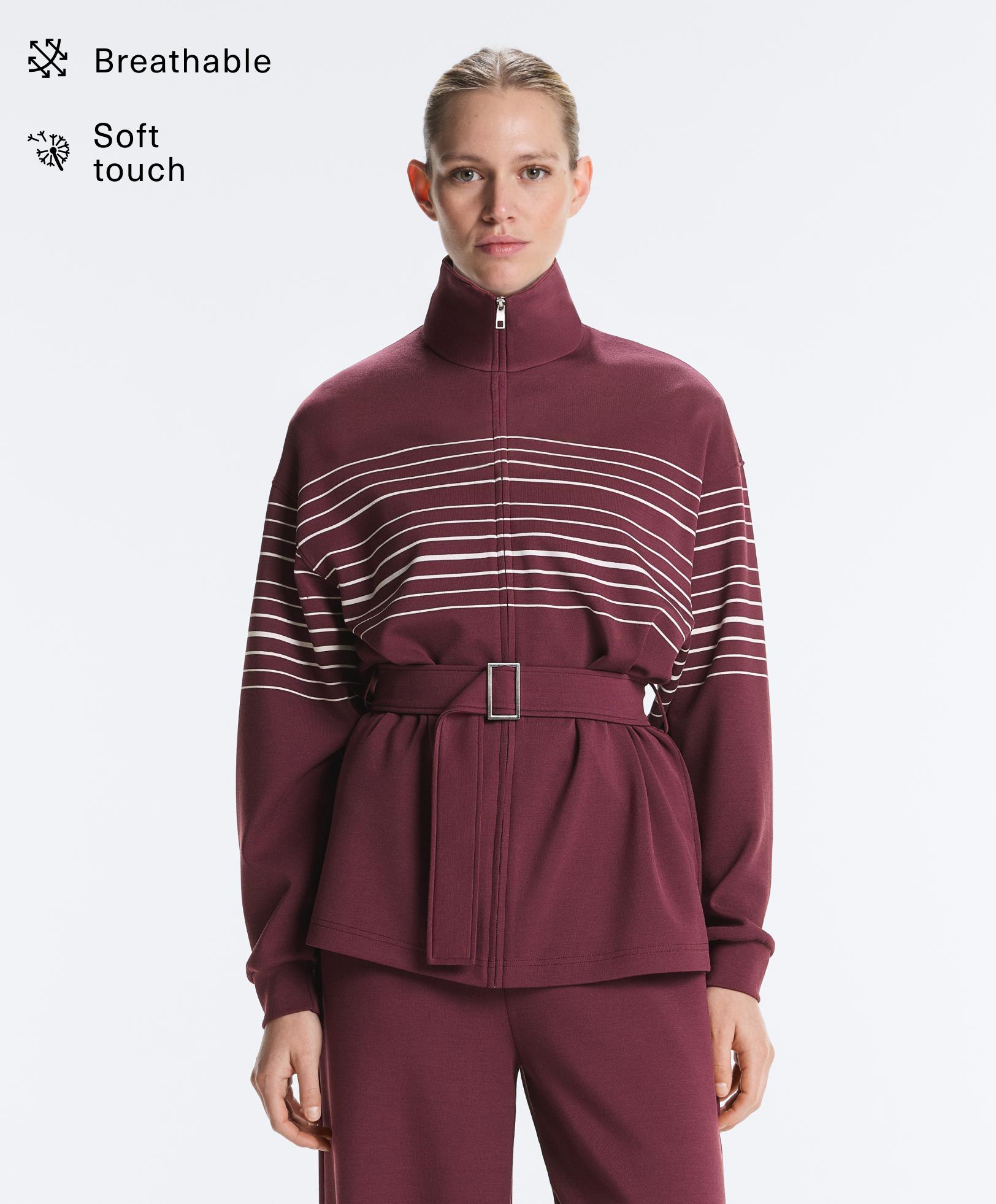 Veste longue rayée marin avec modal toucher doux