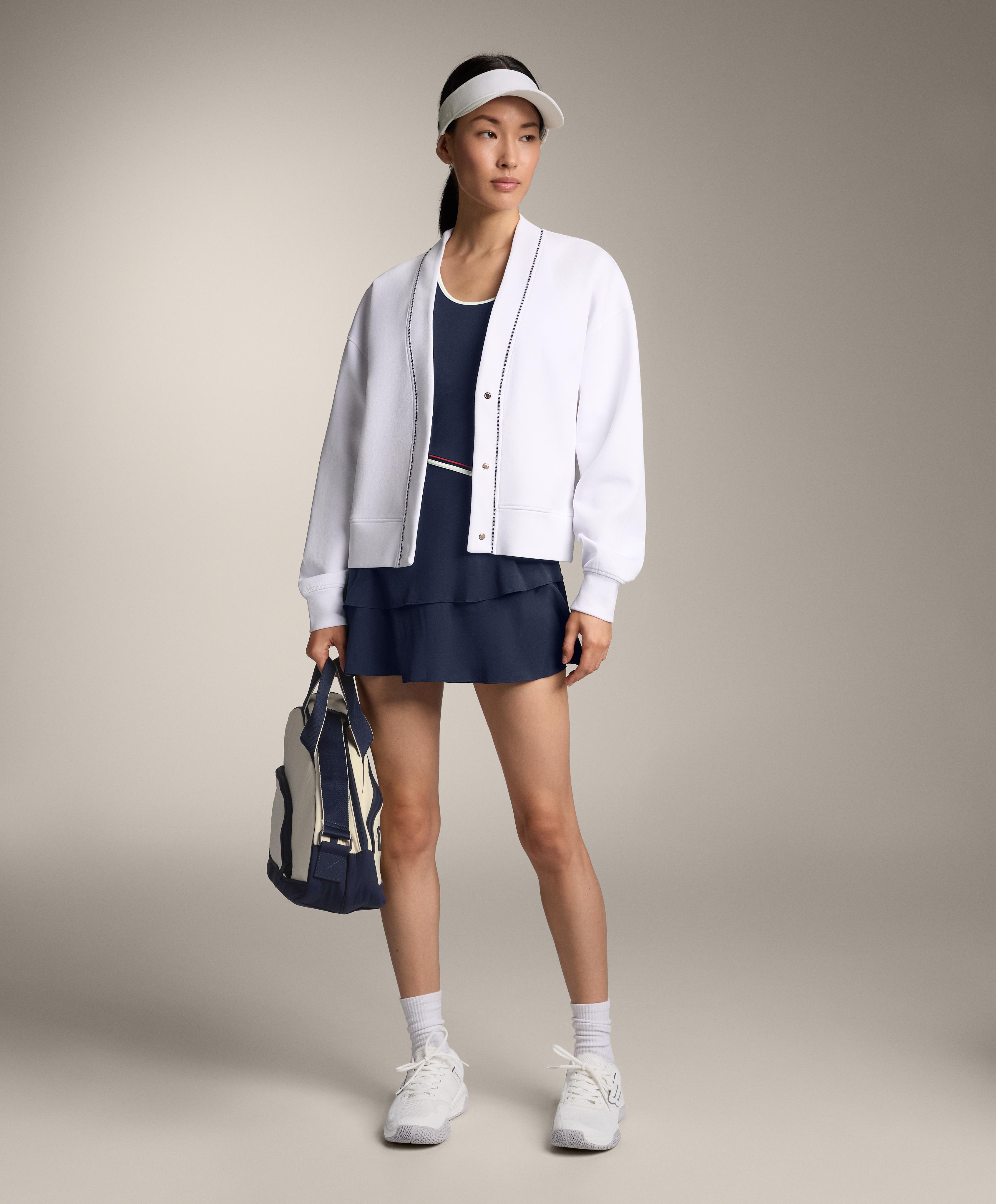 Comfortlux short dress with ruffles — NAVY BLUE