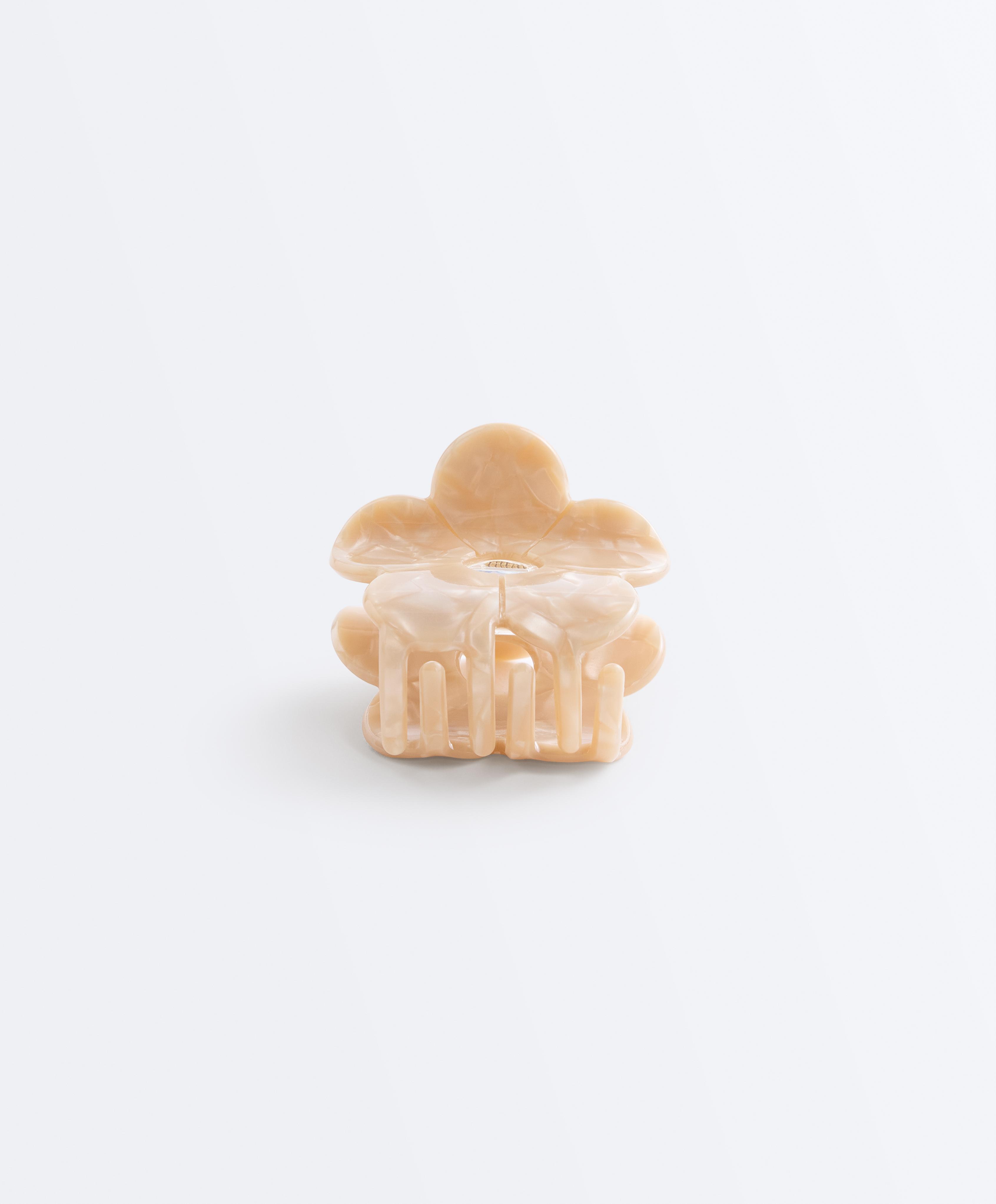 Small floral hair clip — BEIGE
