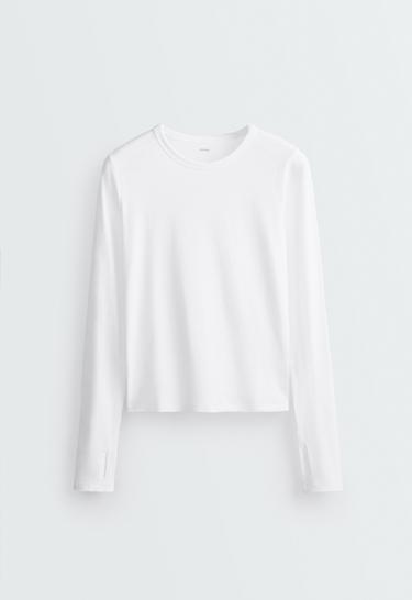Regular Fit long-sleeve cotton-blend T-shirt — WHITE  5