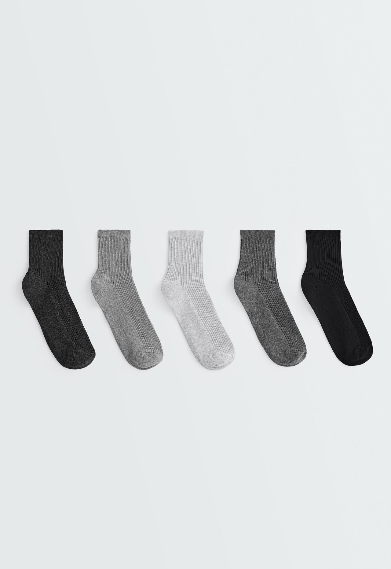 5 pairs of quarter socks with cotton — DARK GREY