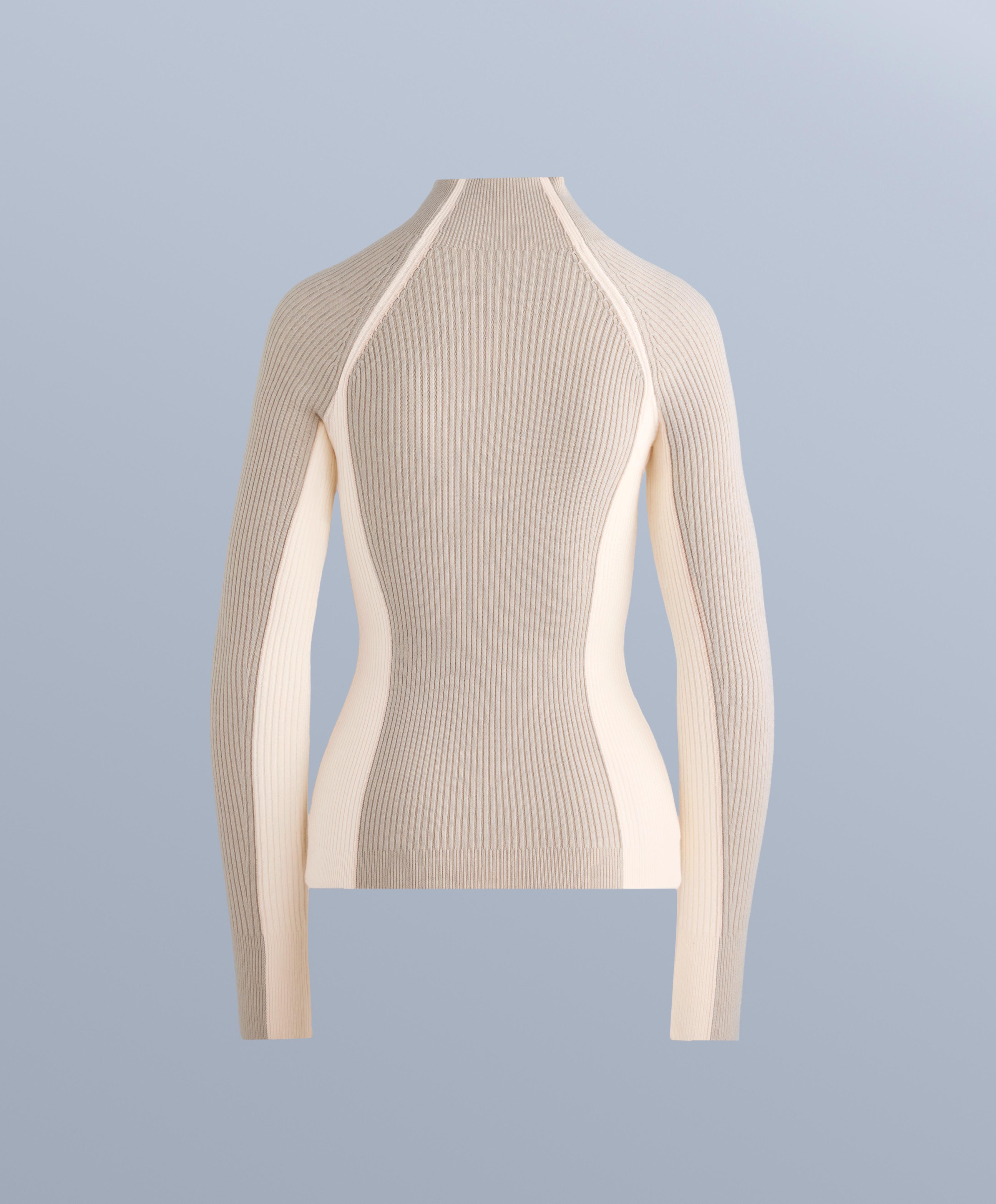 Thermal base layer T-shirt with contrast rib knit — PALE MINK