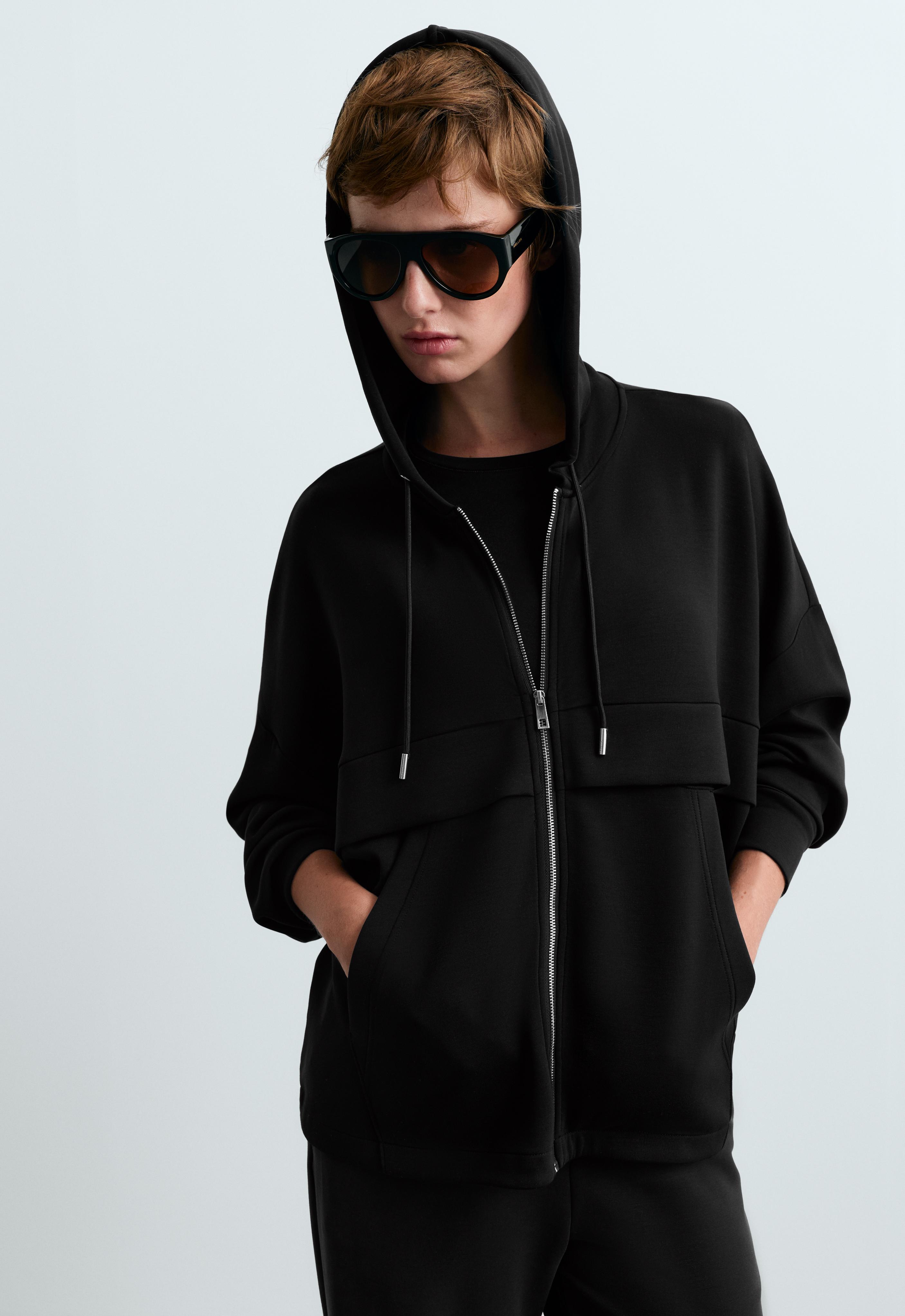 Soft-touch jacket with modal — BLACK