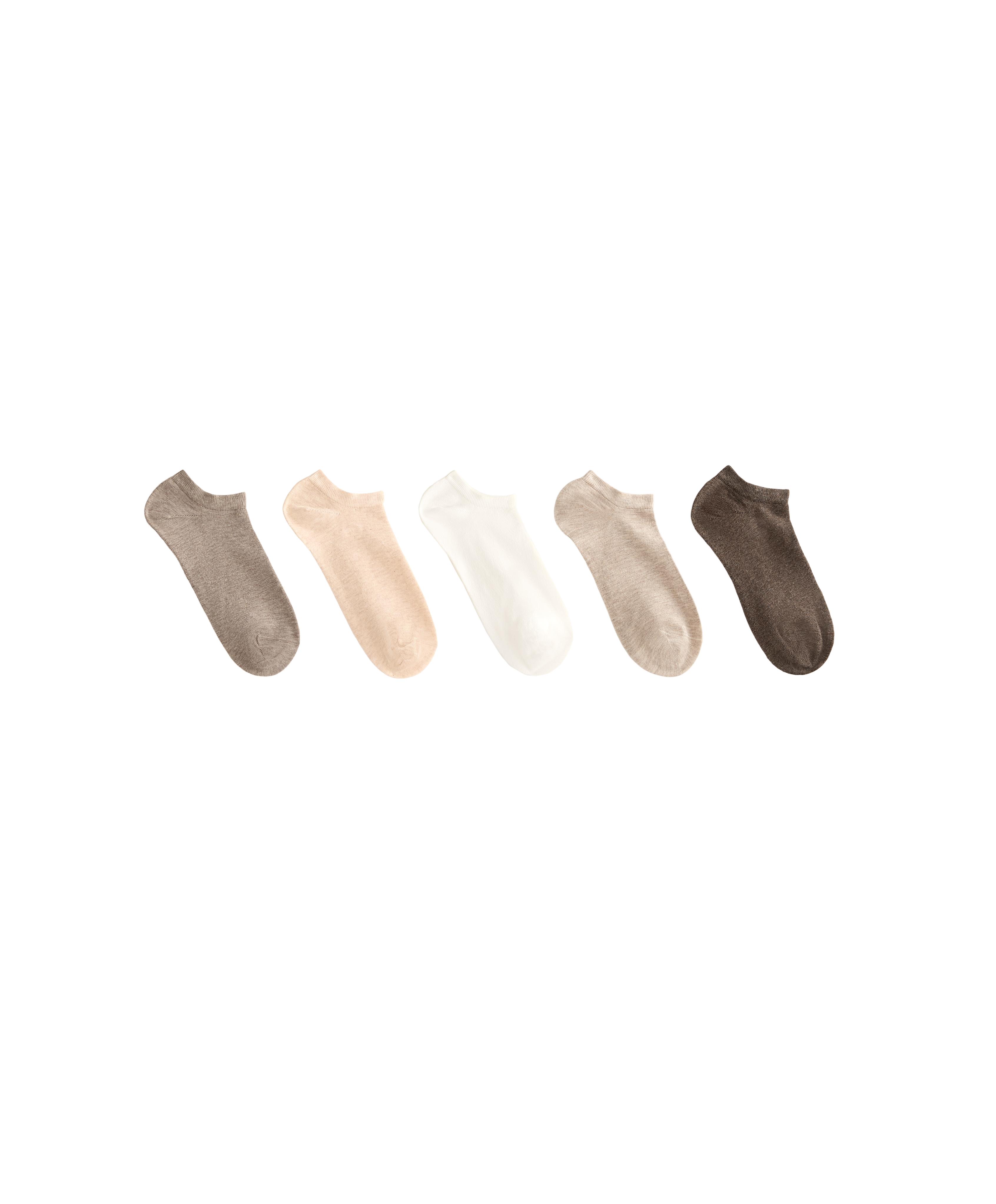 5 pairs of cotton blend sneaker socks — SAND MELANGE