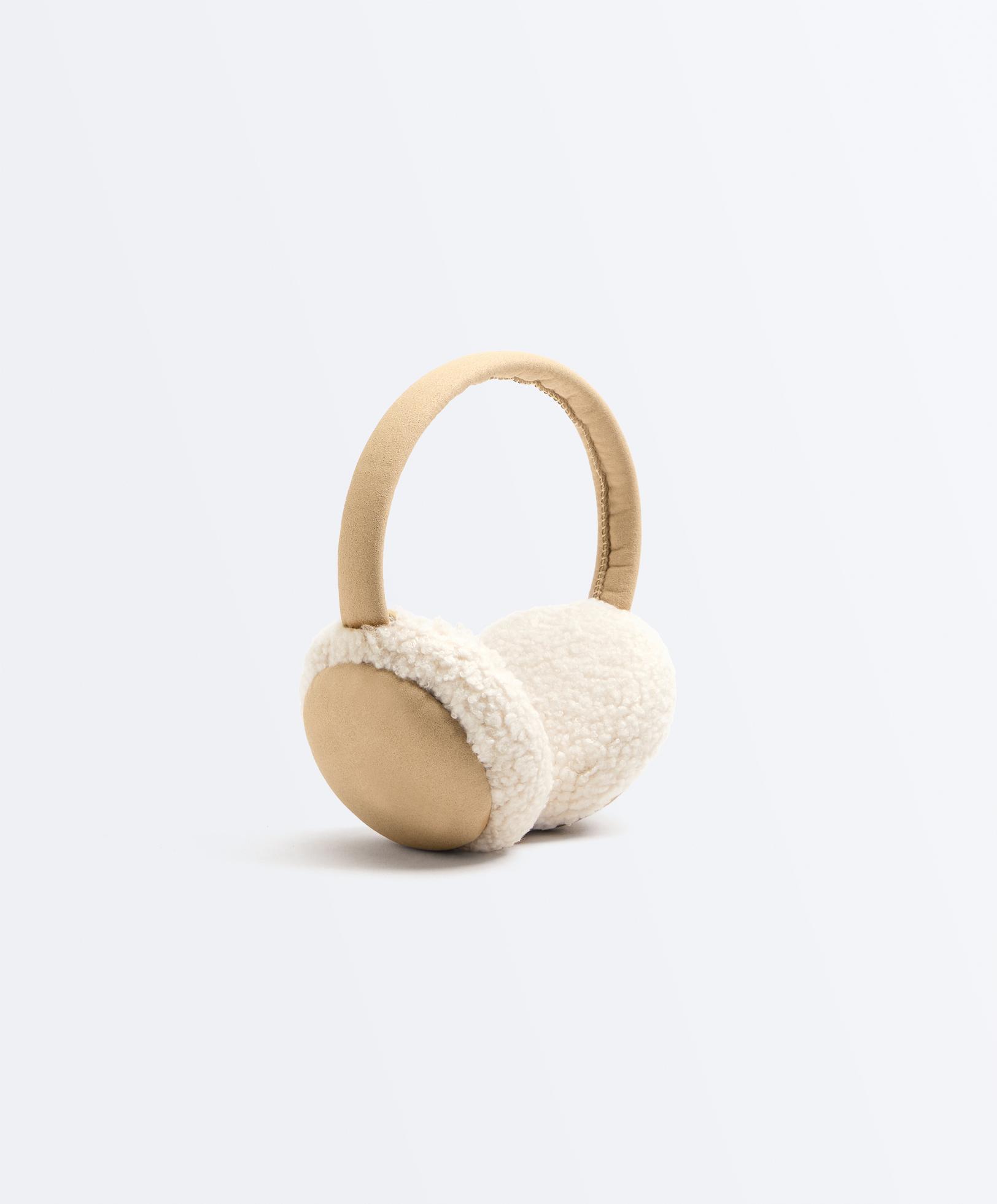Contrast faux shearling ear muffs - Sale Contrast faux shearling ear muffs - Sale