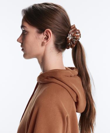 Large herringbone scrunchie — BEIGE 2