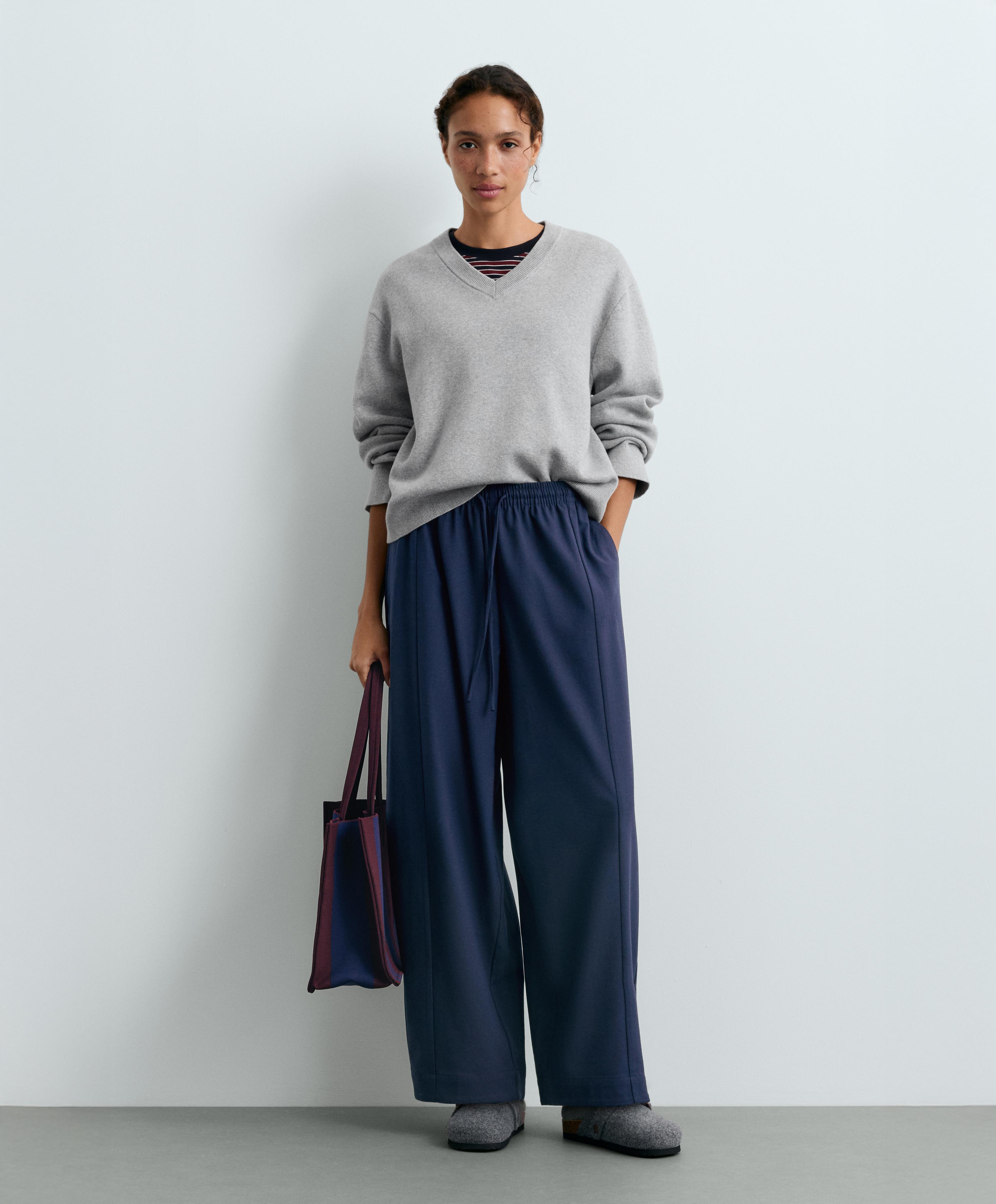 13% wool balloon trousers — NAVY BLUE