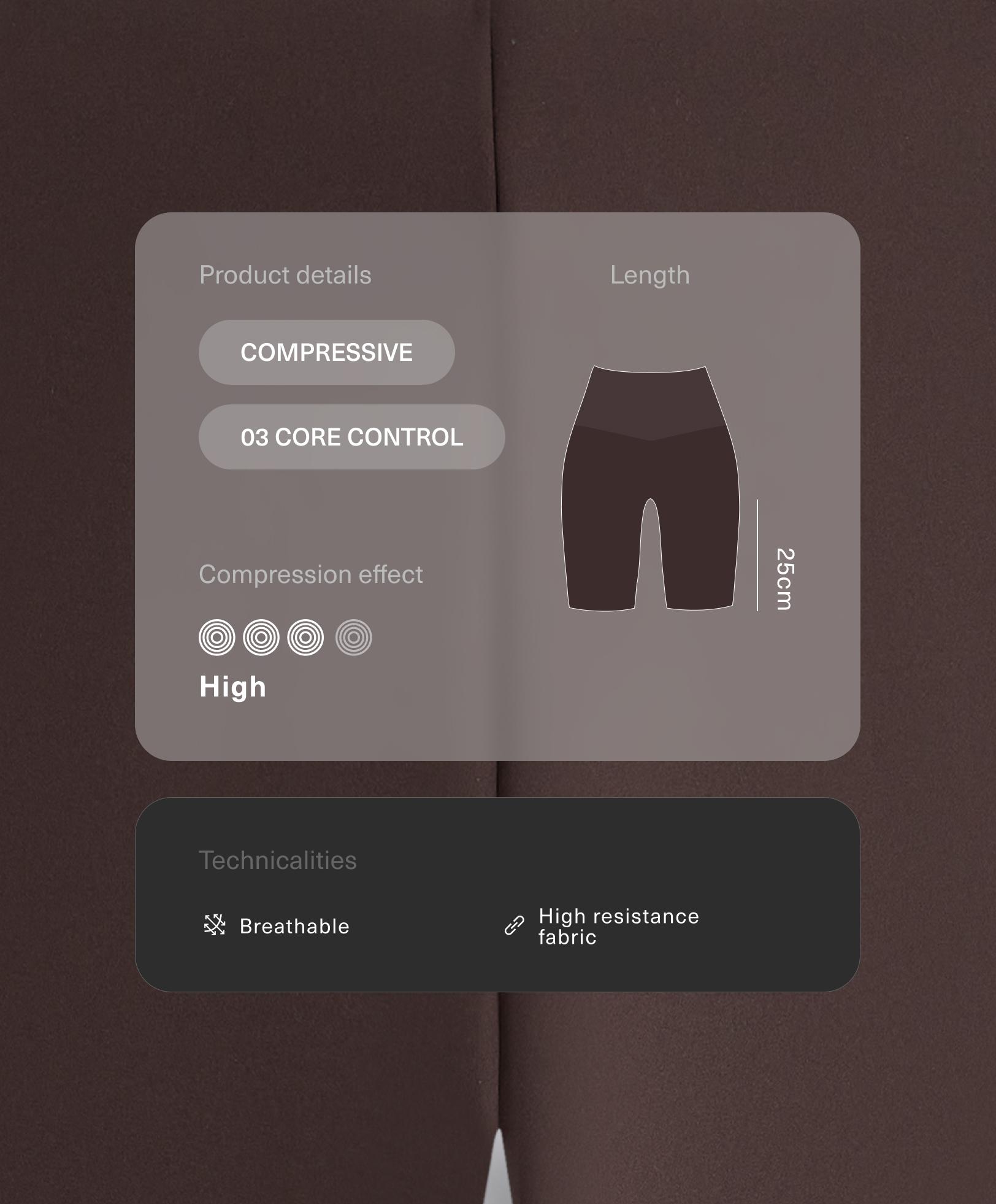 لغينغ فوق الركبة عالي الخصر ضاغط بتحكم أساسي 25 سم