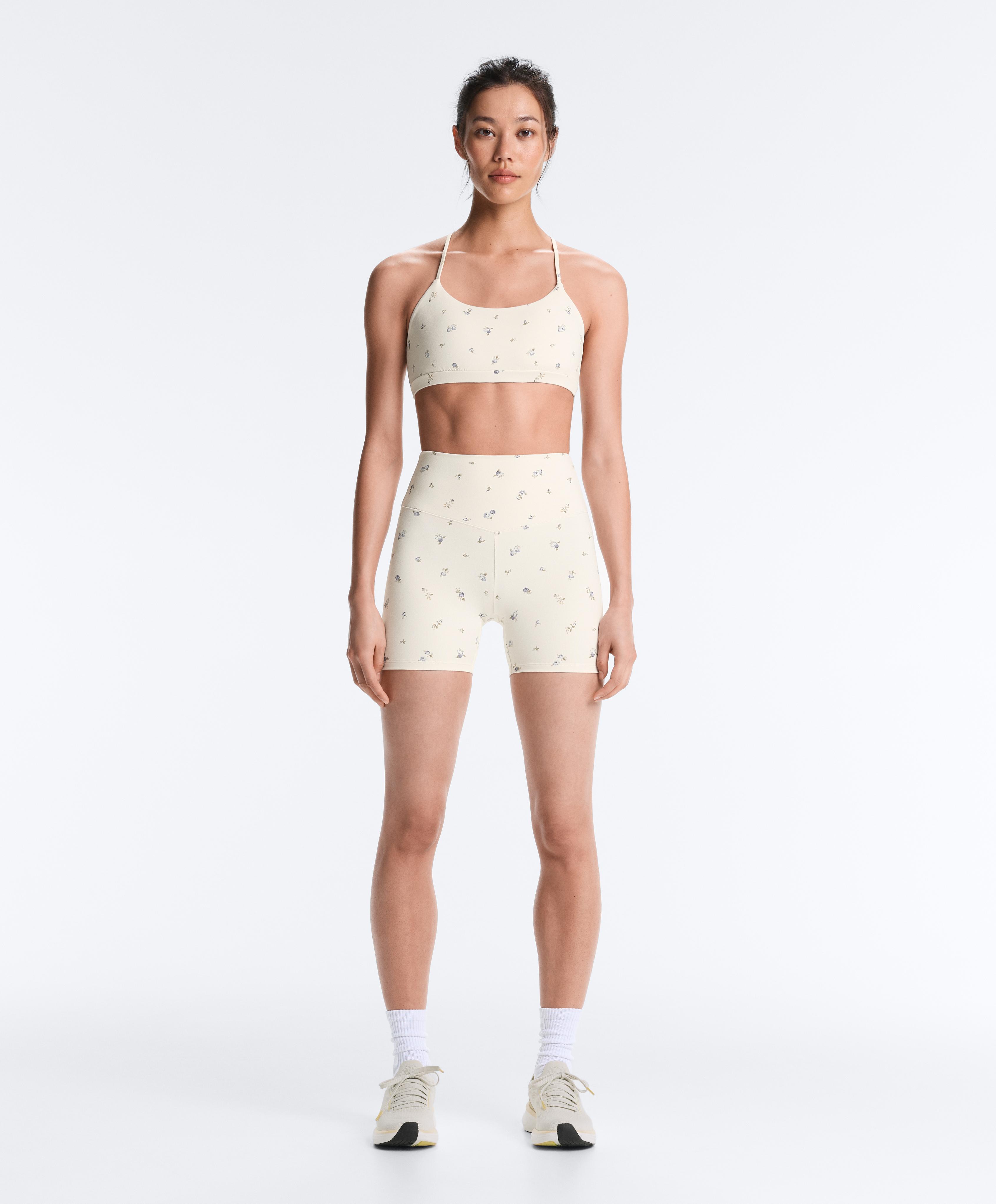 Evermove low-support floral sports bra — PALE ECRU