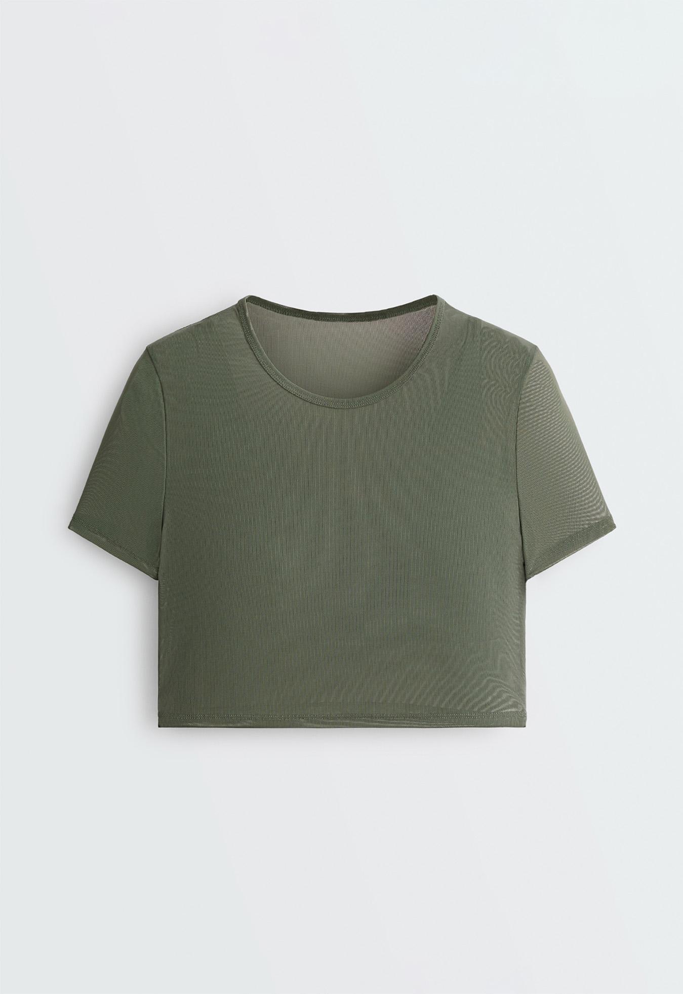 Evermove short-sleeved overlay tank top — KHAKI