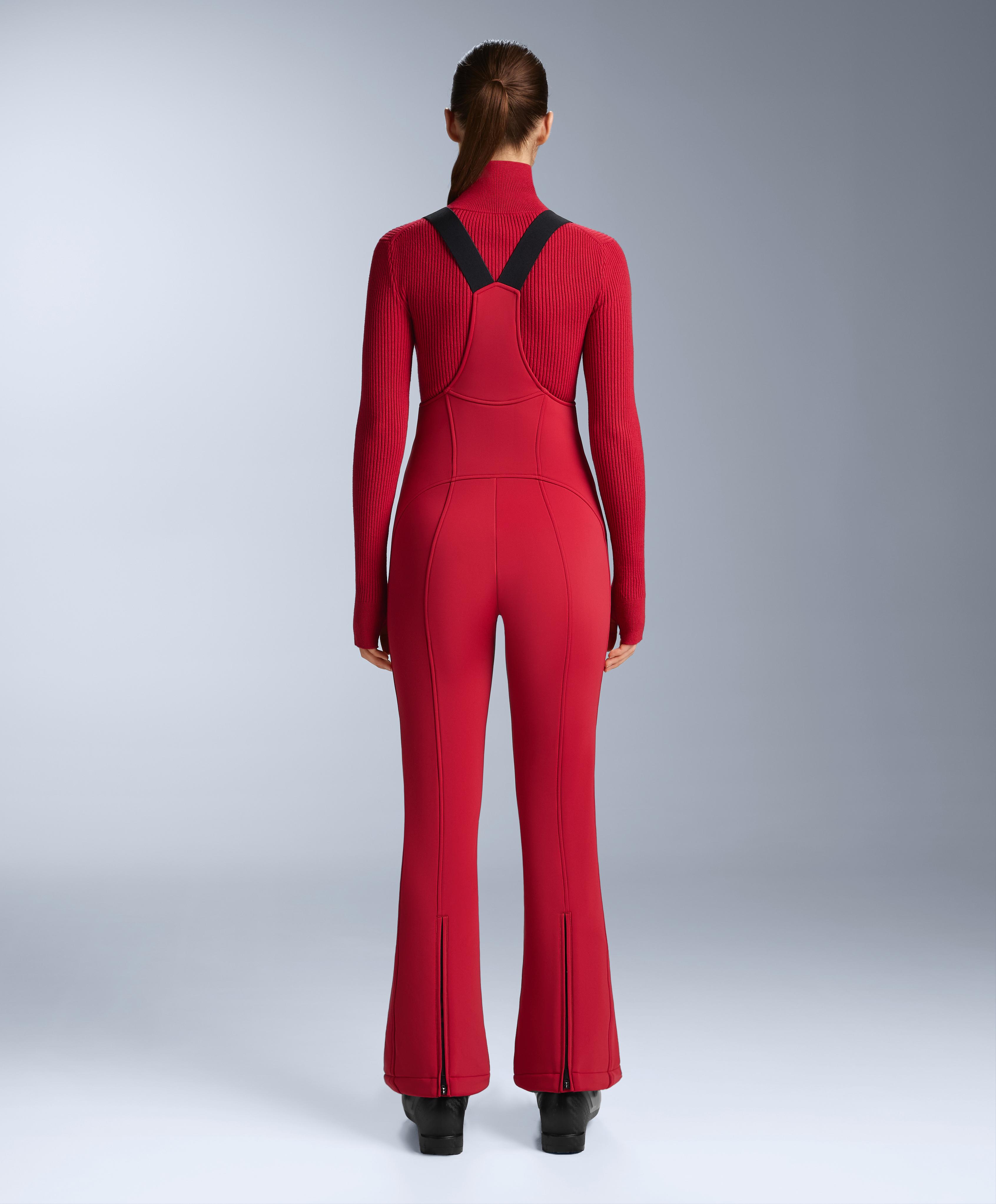 Water-resistant SKI flare dungarees — RED