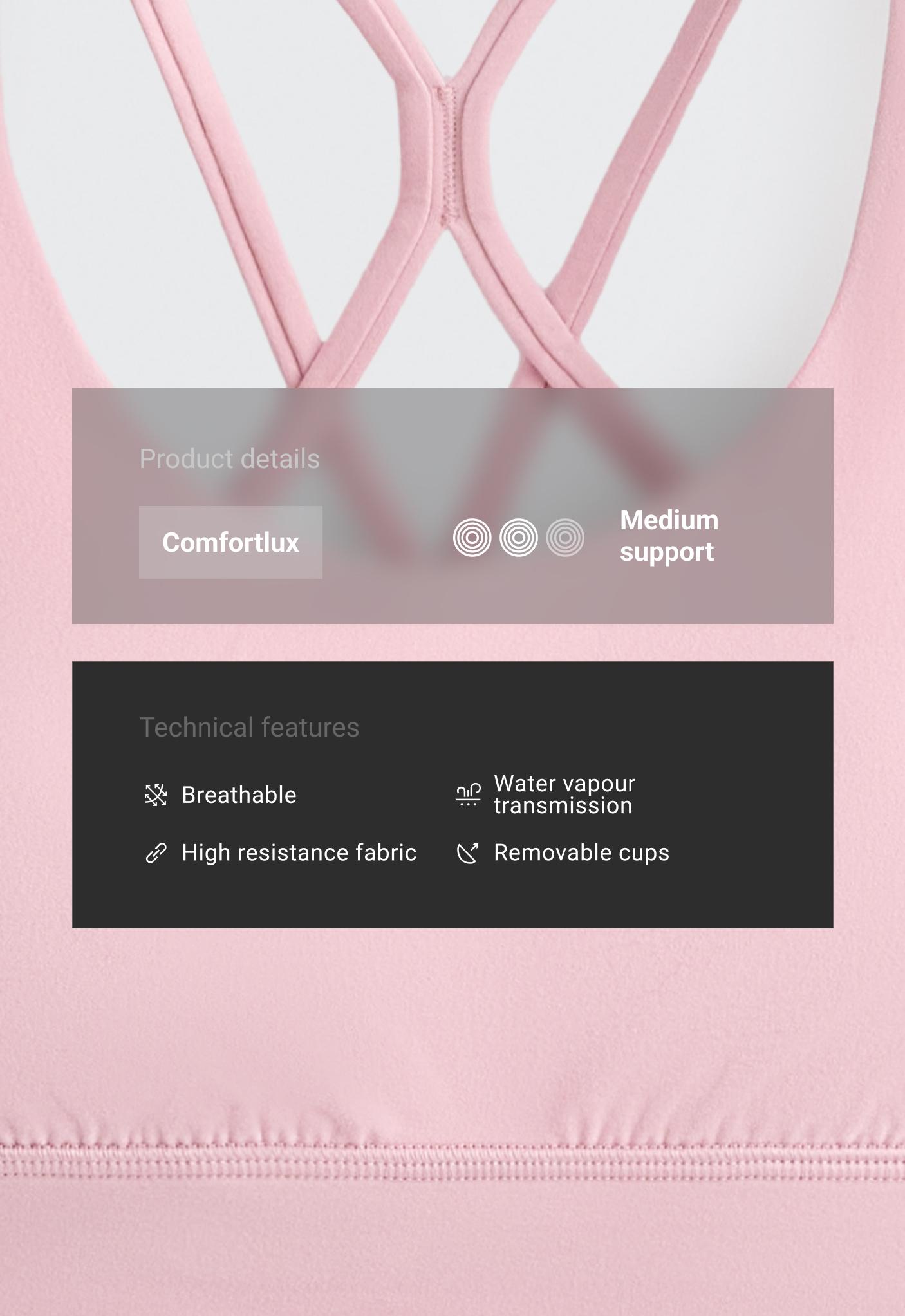 Medium-support Comfortlux sports bra with cups
